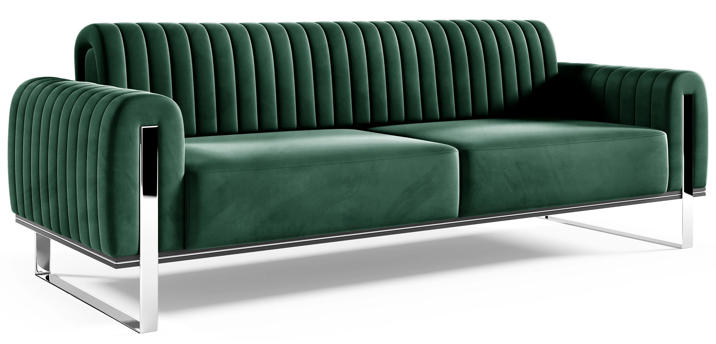 Sofa trzyosobowa Parissa zielona welur nogi chrom - Image 4