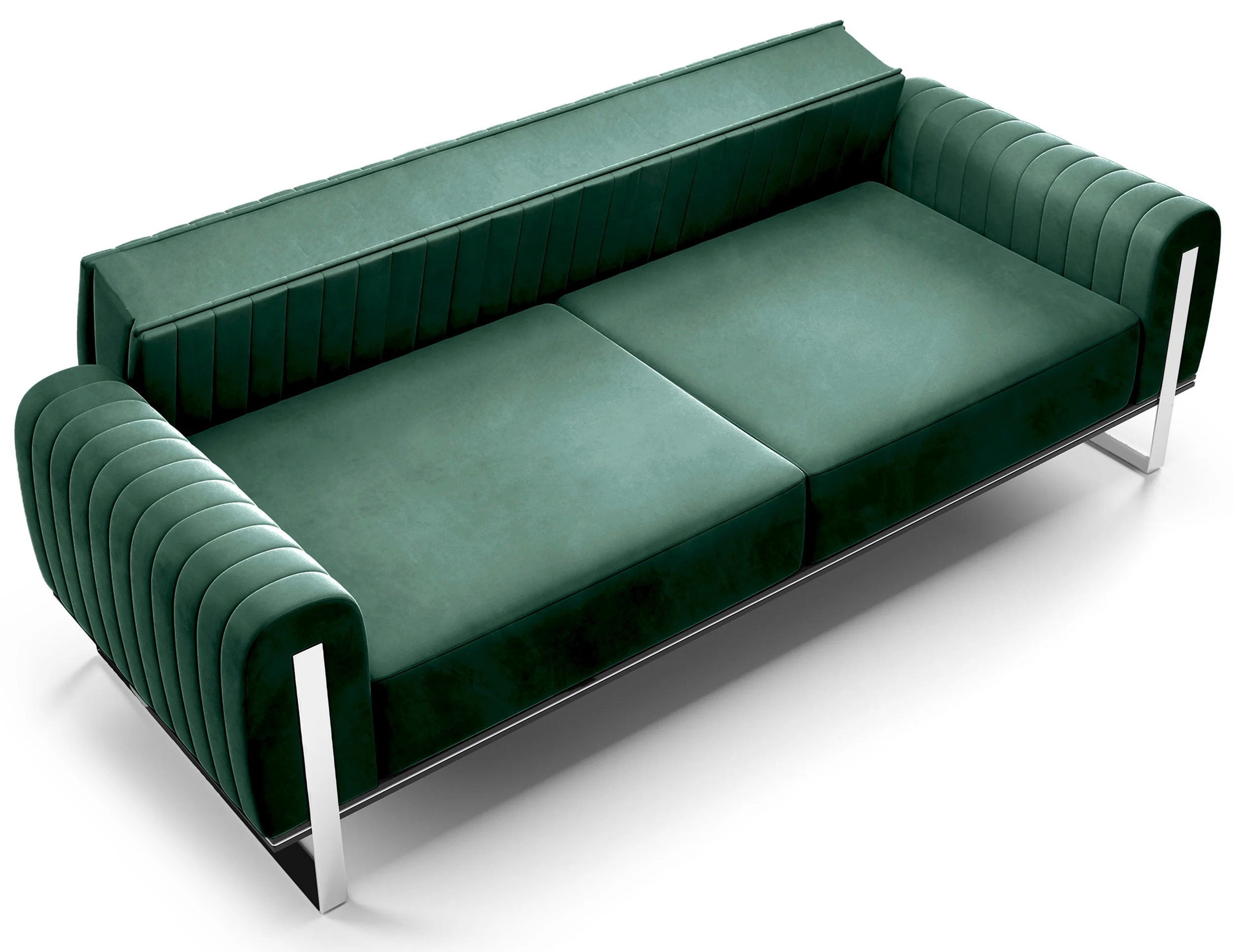 Sofa trzyosobowa Parissa zielona welur nogi chrom - Image 5