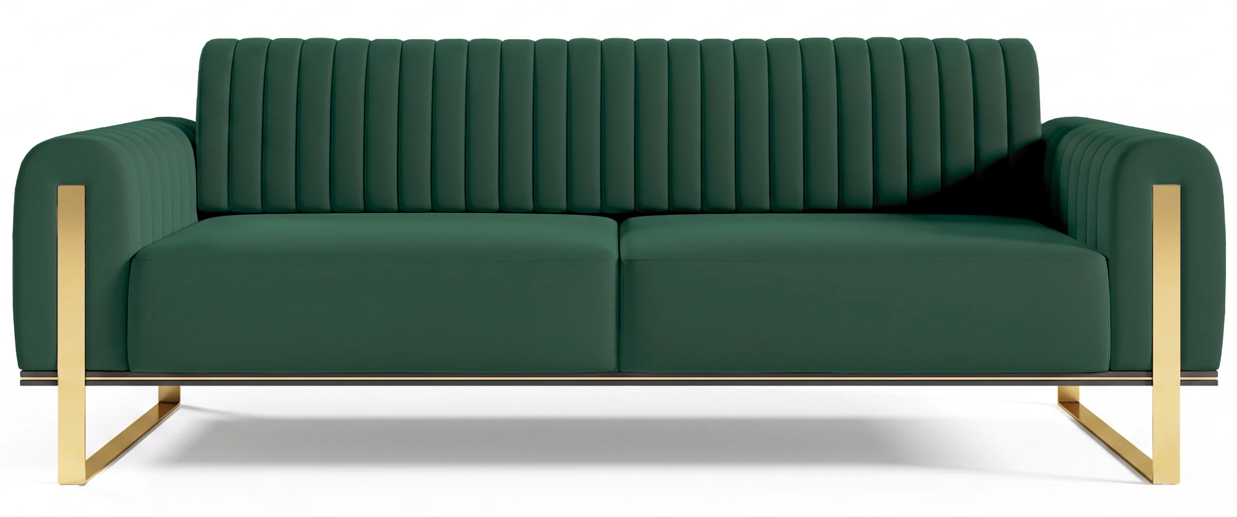 Sofa trzyosobowa Parissa zielona welur złote nóżki