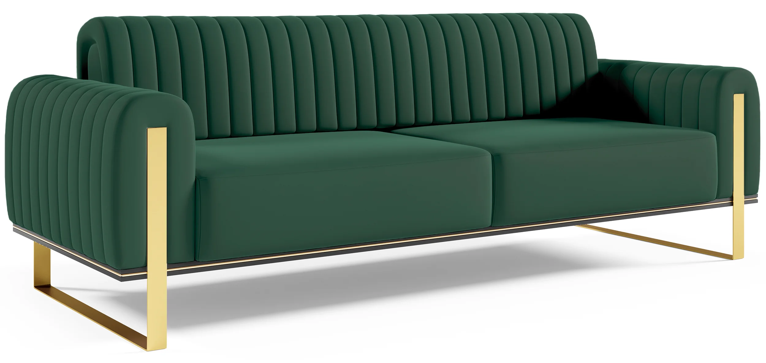 Sofa trzyosobowa Parissa zielona welur złote nóżki - Image 5