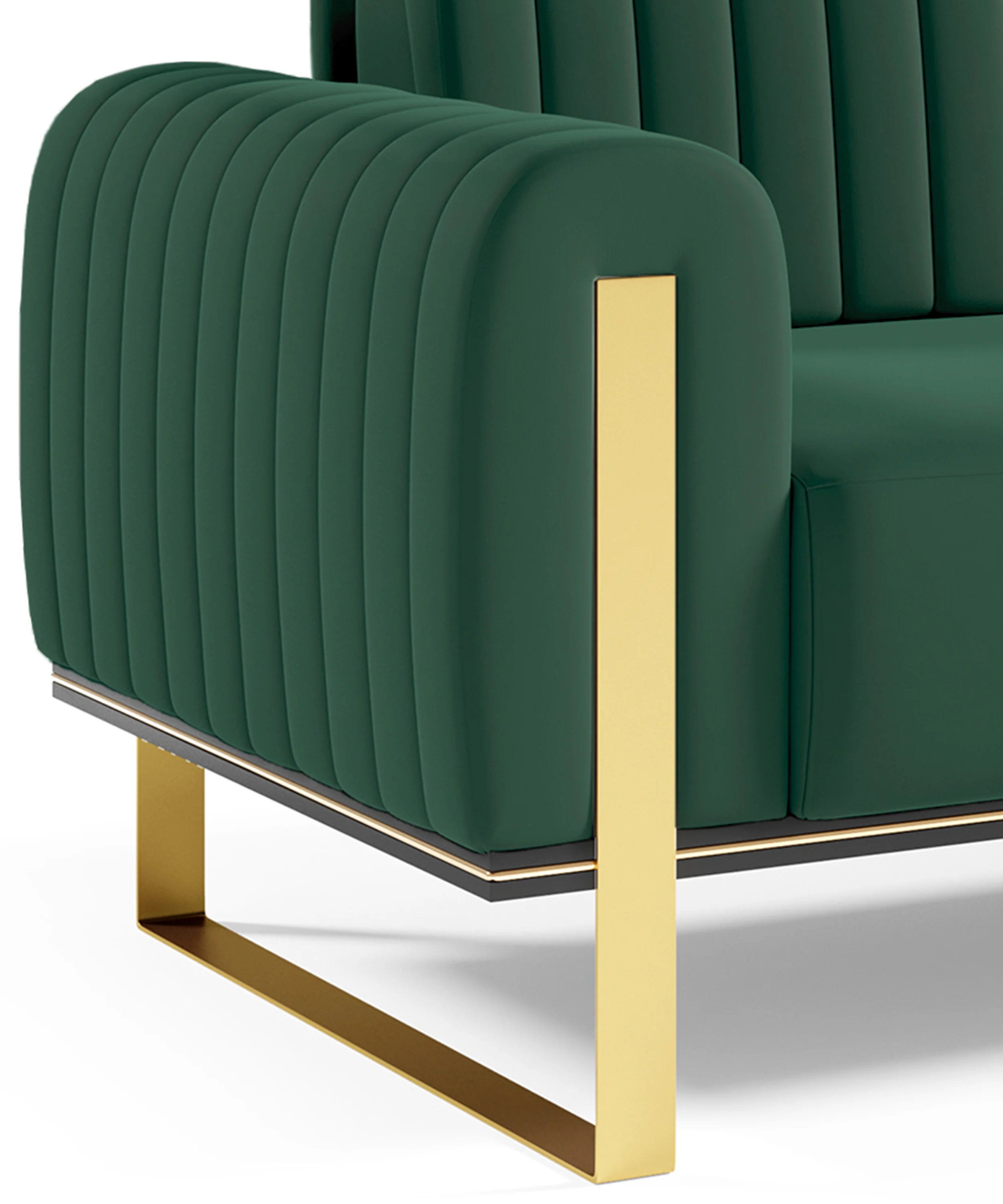 Sofa trzyosobowa Parissa zielona welur złote nóżki - Image 6