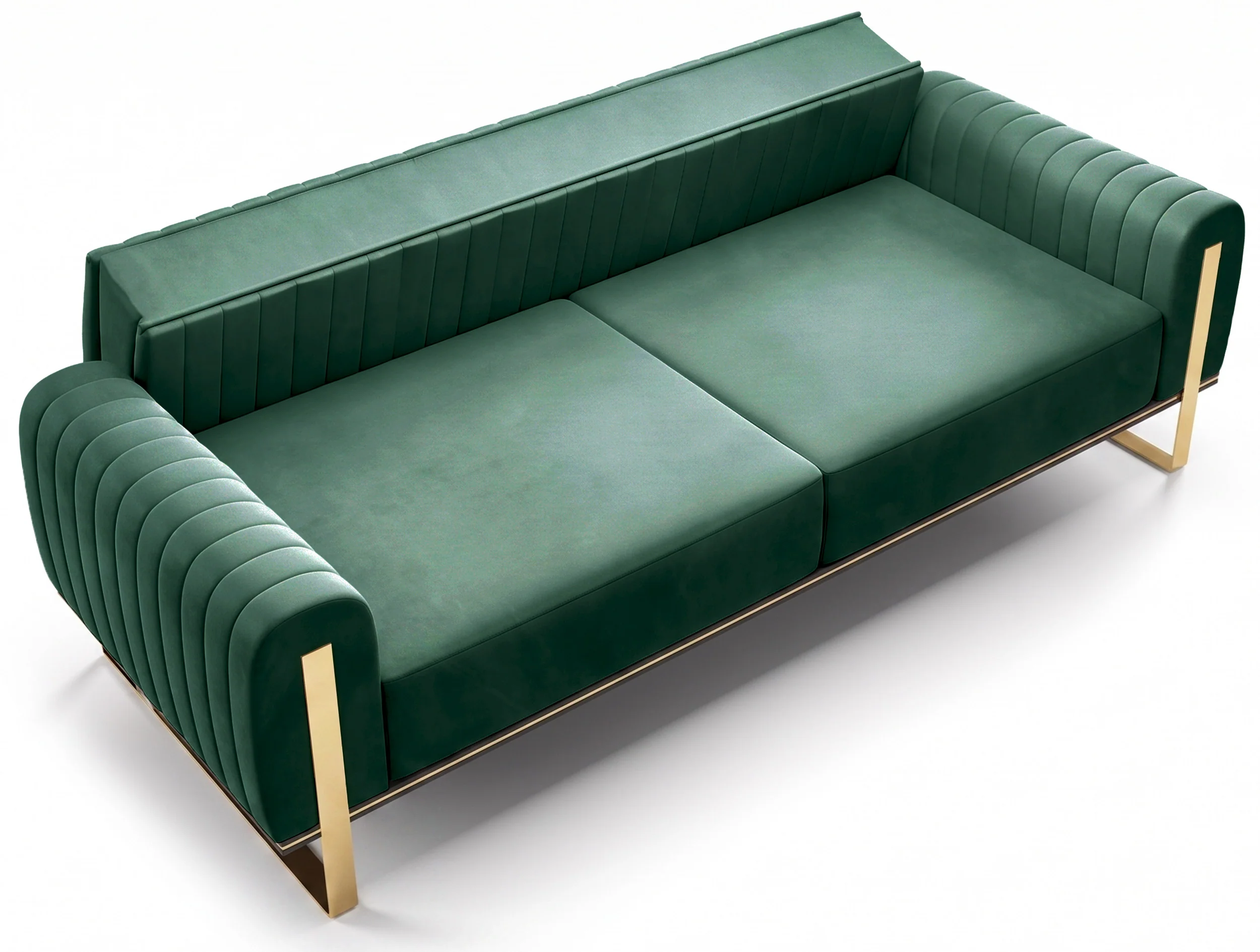 Sofa trzyosobowa Parissa zielona welur złote nóżki - Image 7