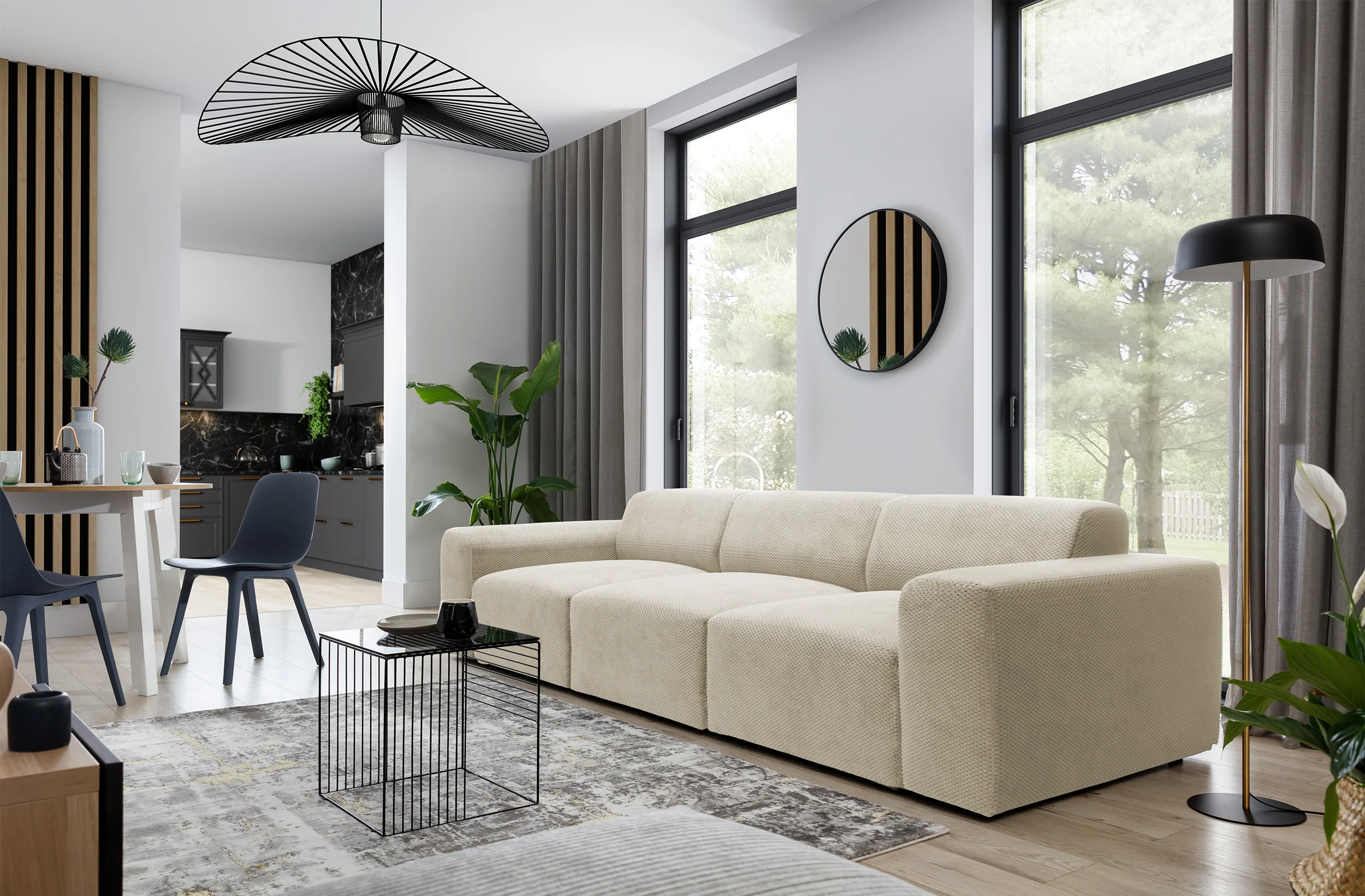 Sofa trzyosobowa Terrafino beżowa w tkaninie hydrofobowej - Image 2
