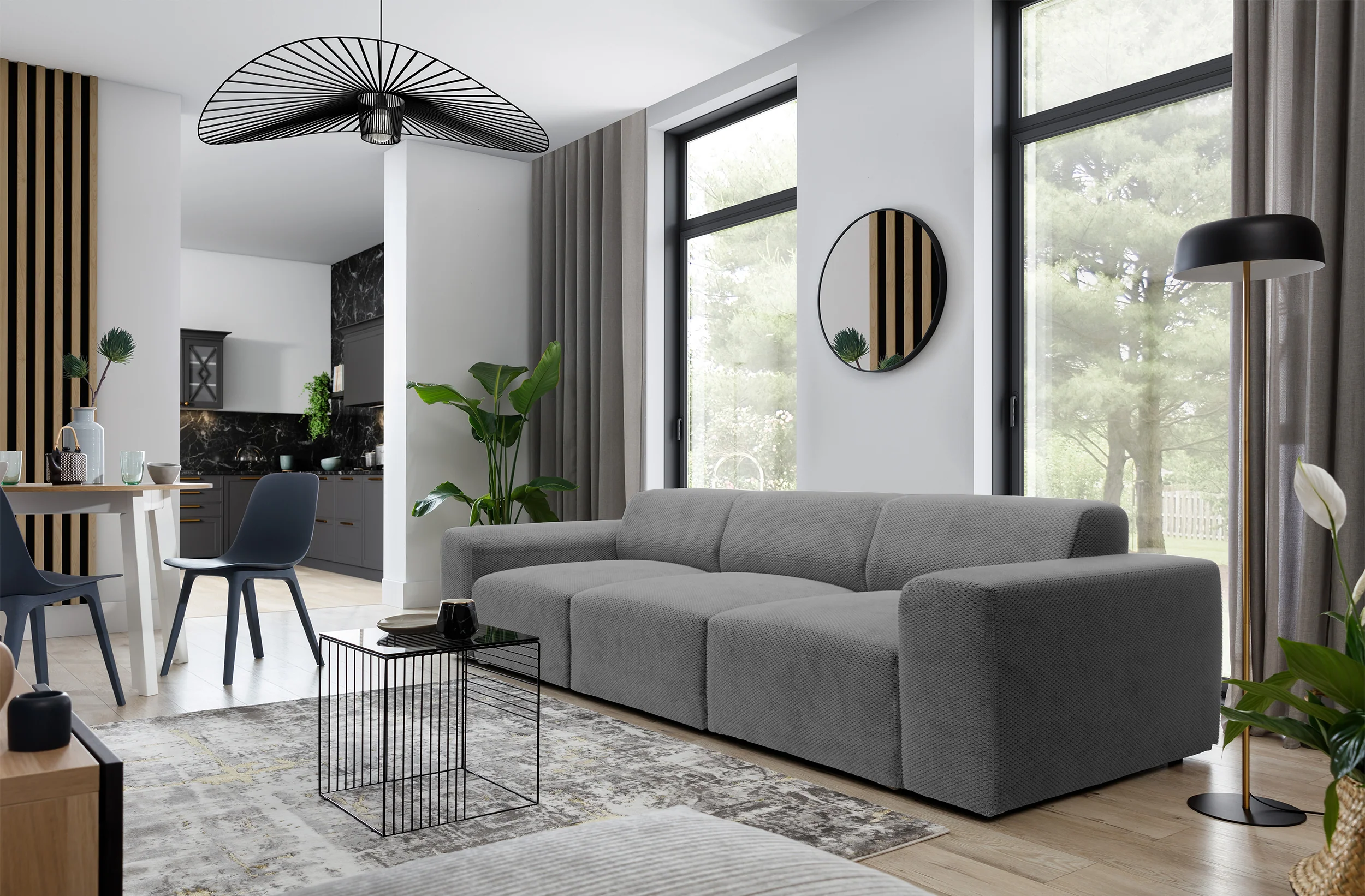 Sofa trzyosobowa Terrafino ciemnoszara w tkaninie hydrofobowej - Image 2