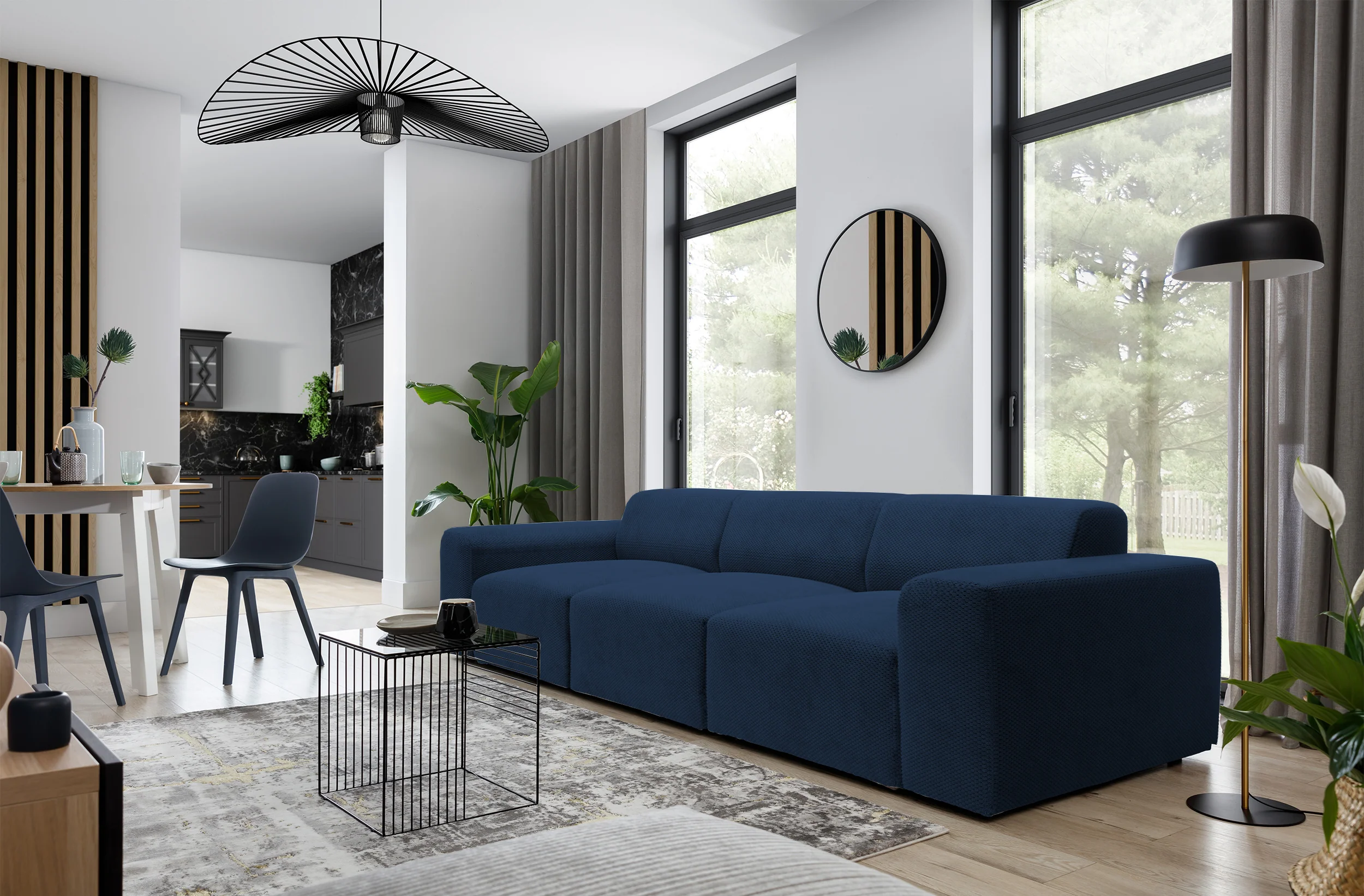 Sofa trzyosobowa Terrafino granatowa w tkaninie hydrofobowej - Image 2