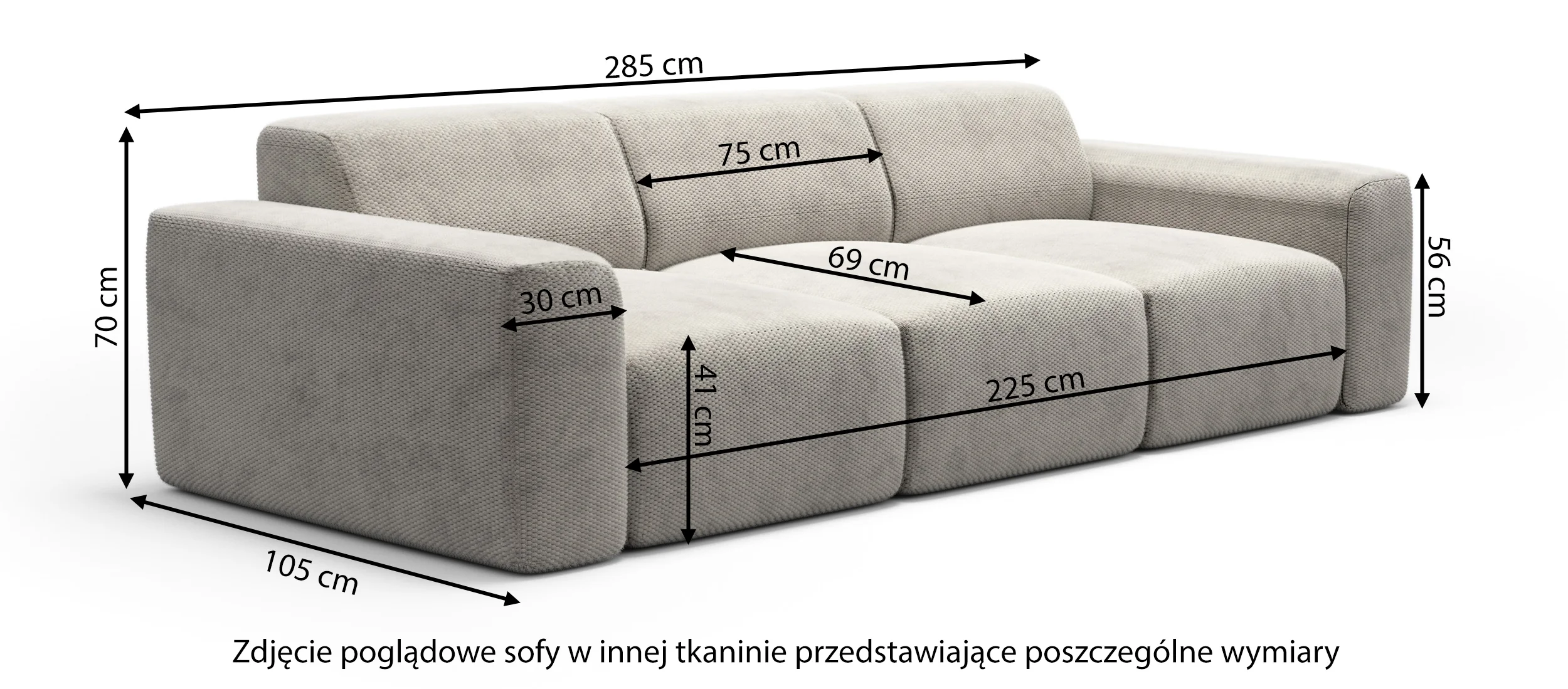 Sofa trzyosobowa Terrafino szara w tkaninie hydrofobowej - Image 3