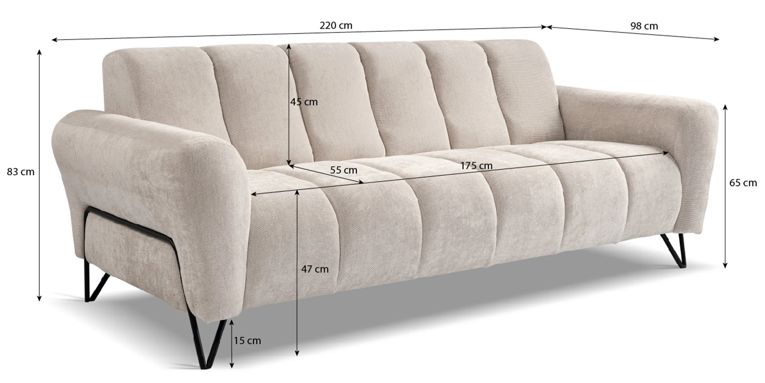 Sofa trzyosobowa Volare brązowa szenil łatwoczyszczący - Image 6