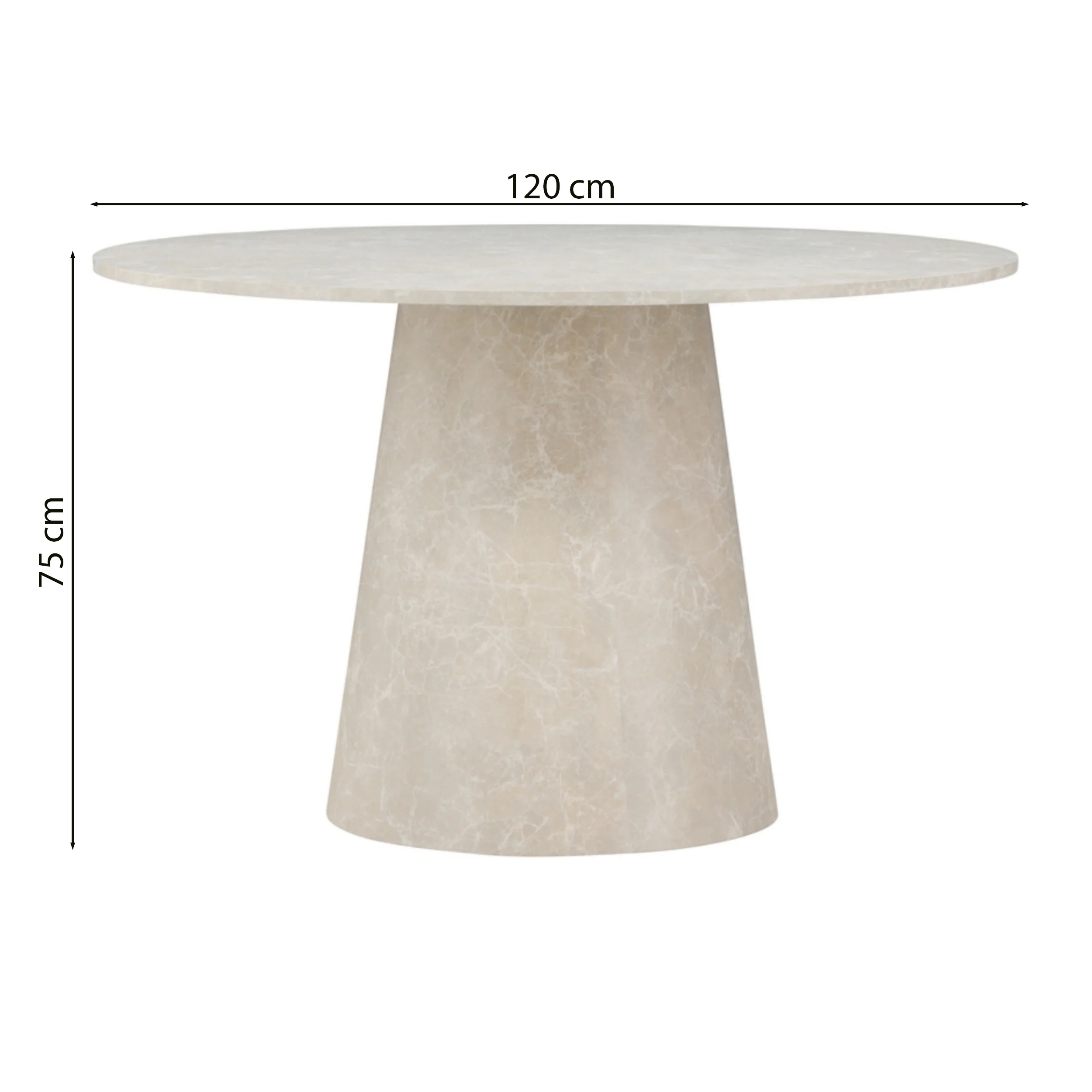 Stół do jadalni Aggreter okrągły blat 120 cm beżowy marmur - Image 6