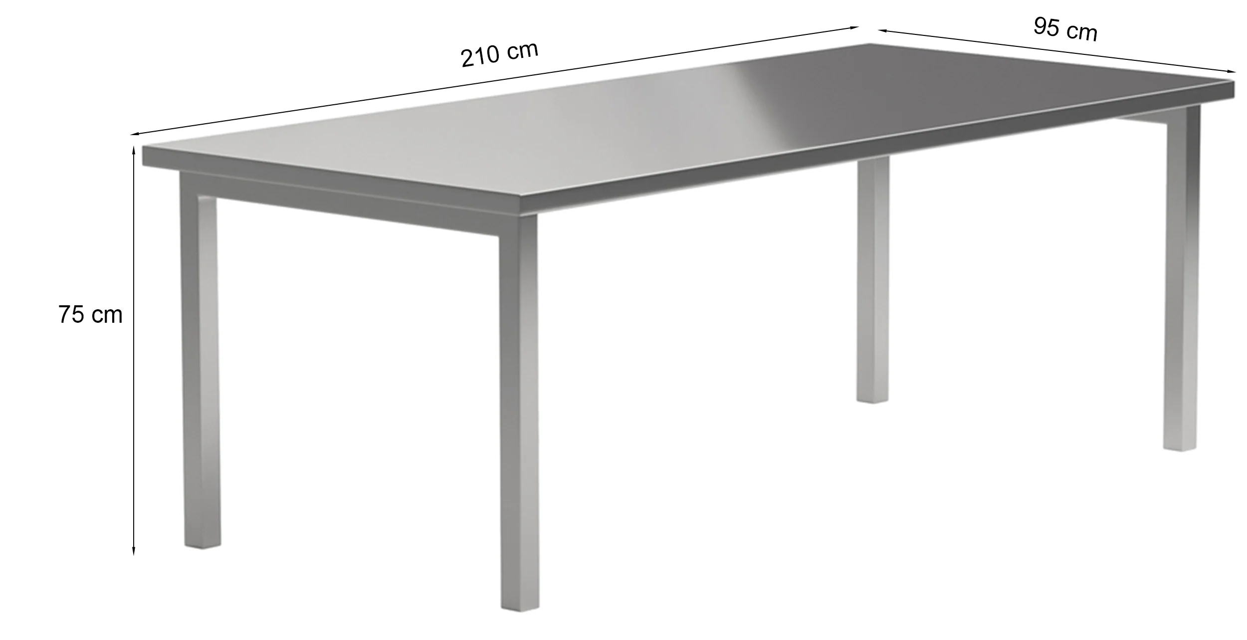 Stół do jadalni Cilo 210x95 cm metalowy srebrny - Image 4
