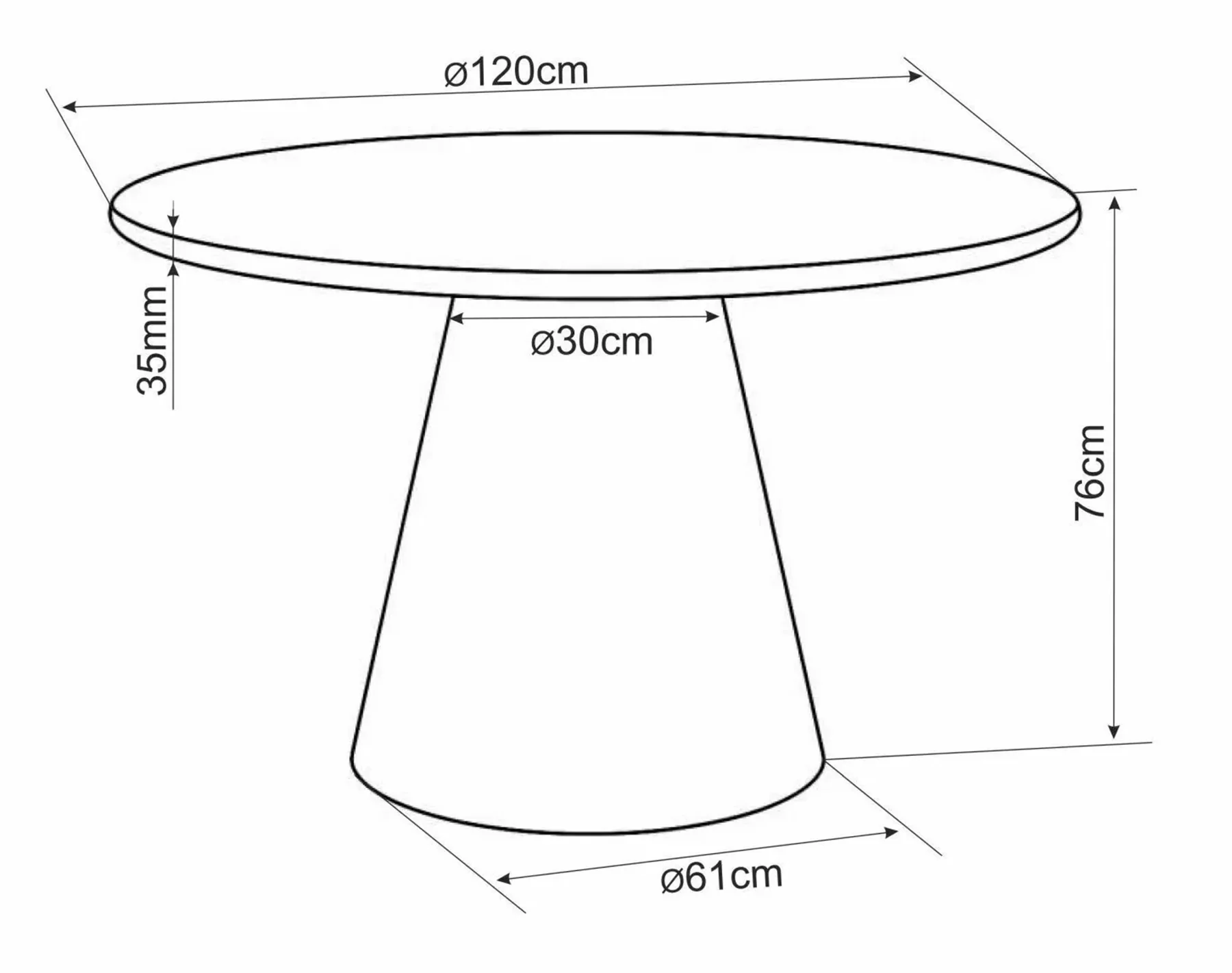 Stół do jadalni Conova okrągły 120 cm jasnoszary mikrocement - Image 3