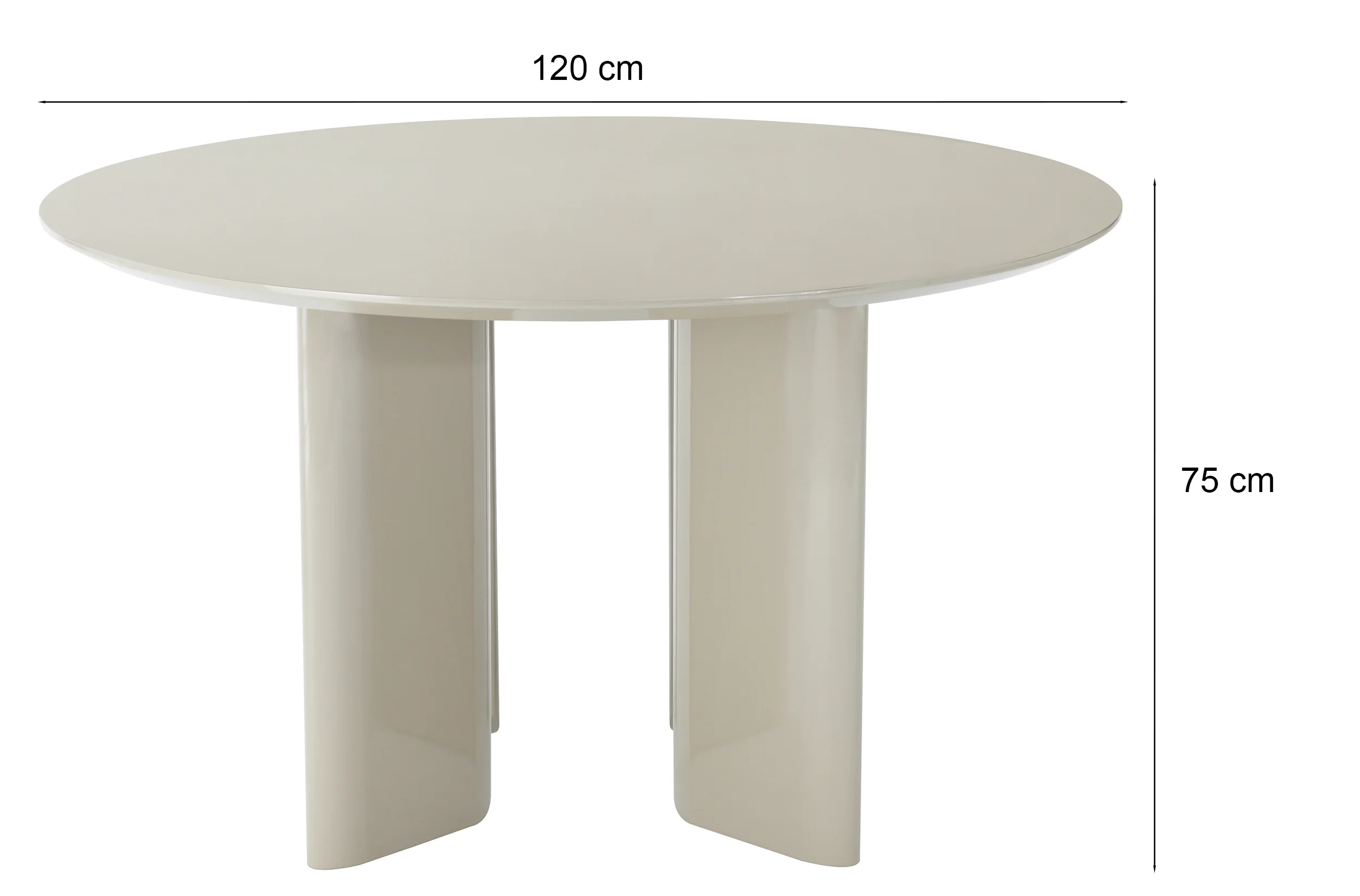 Stół do jadalni Plowles średnica 120 cm beżowy wysoki połysk - Image 15