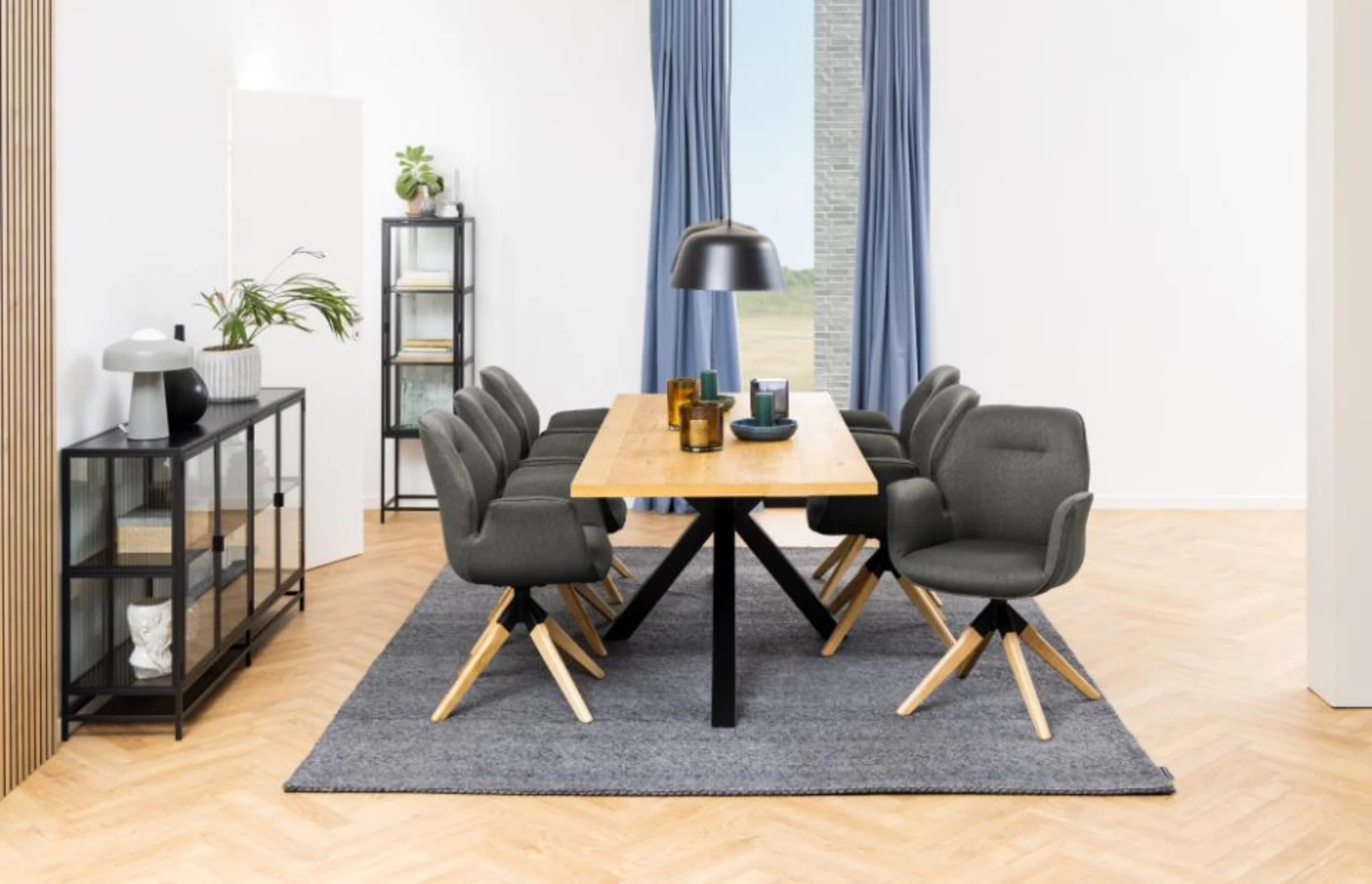 Stół do jadalni prostokątny Kardema 220x90 cm dąb fornirowany na czarnych nogach - Image 2