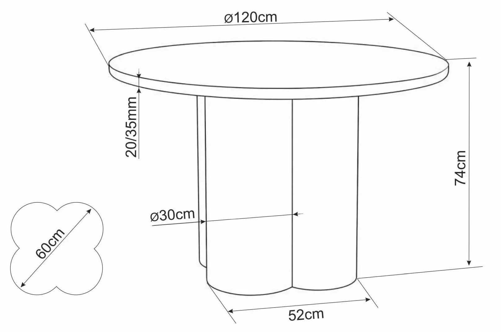 Stół do jadalni Rosalia okrągły 120 cm jasnoszary mikrocement - Image 3