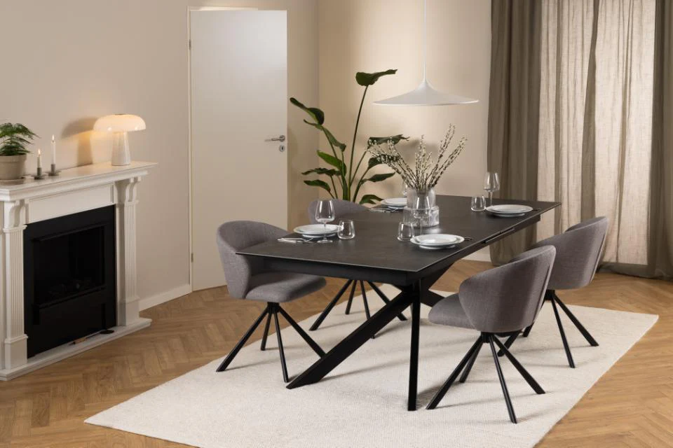 Stół do jadalni Shimess ceramiczny blat o wzorze czarnego betonu 200-240 cm - Image 7