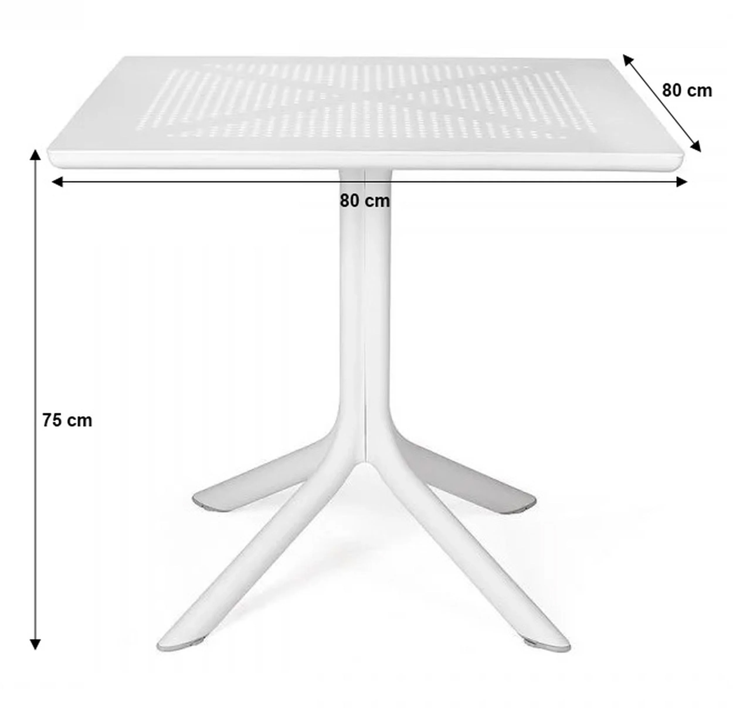 Stół ogrodowy kwadratowy Clip Nardi 80 cm z certyfikowanego tworzywa biały - Image 3