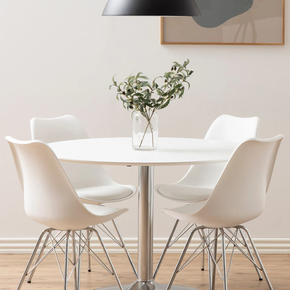 Stół okrągły Balsamita średnica 110 cm biały na chromowanej nodze - Image 4
