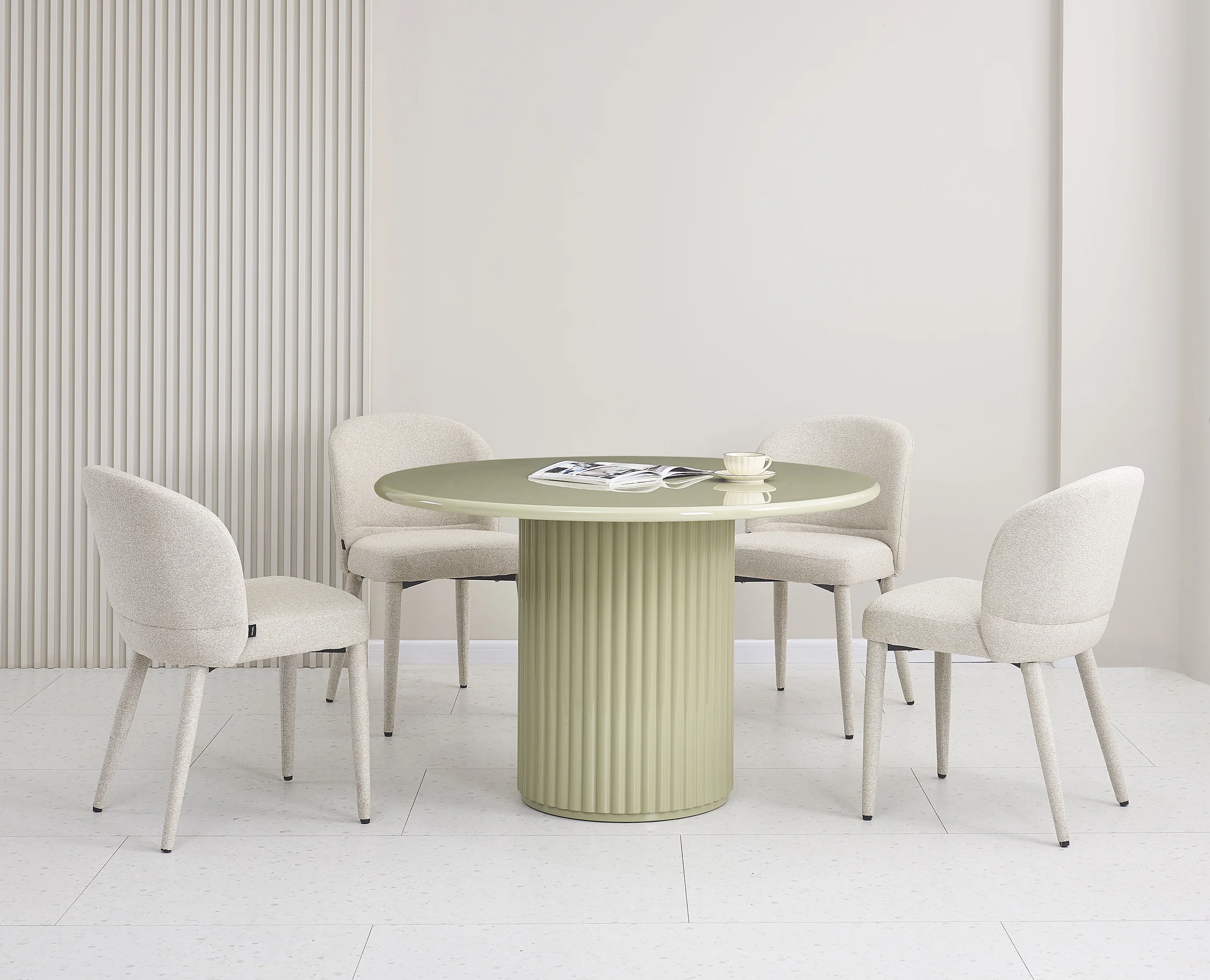 Stół okrągły do jadalni Prinise 120 cm zielony wysoki połysk - Image 6