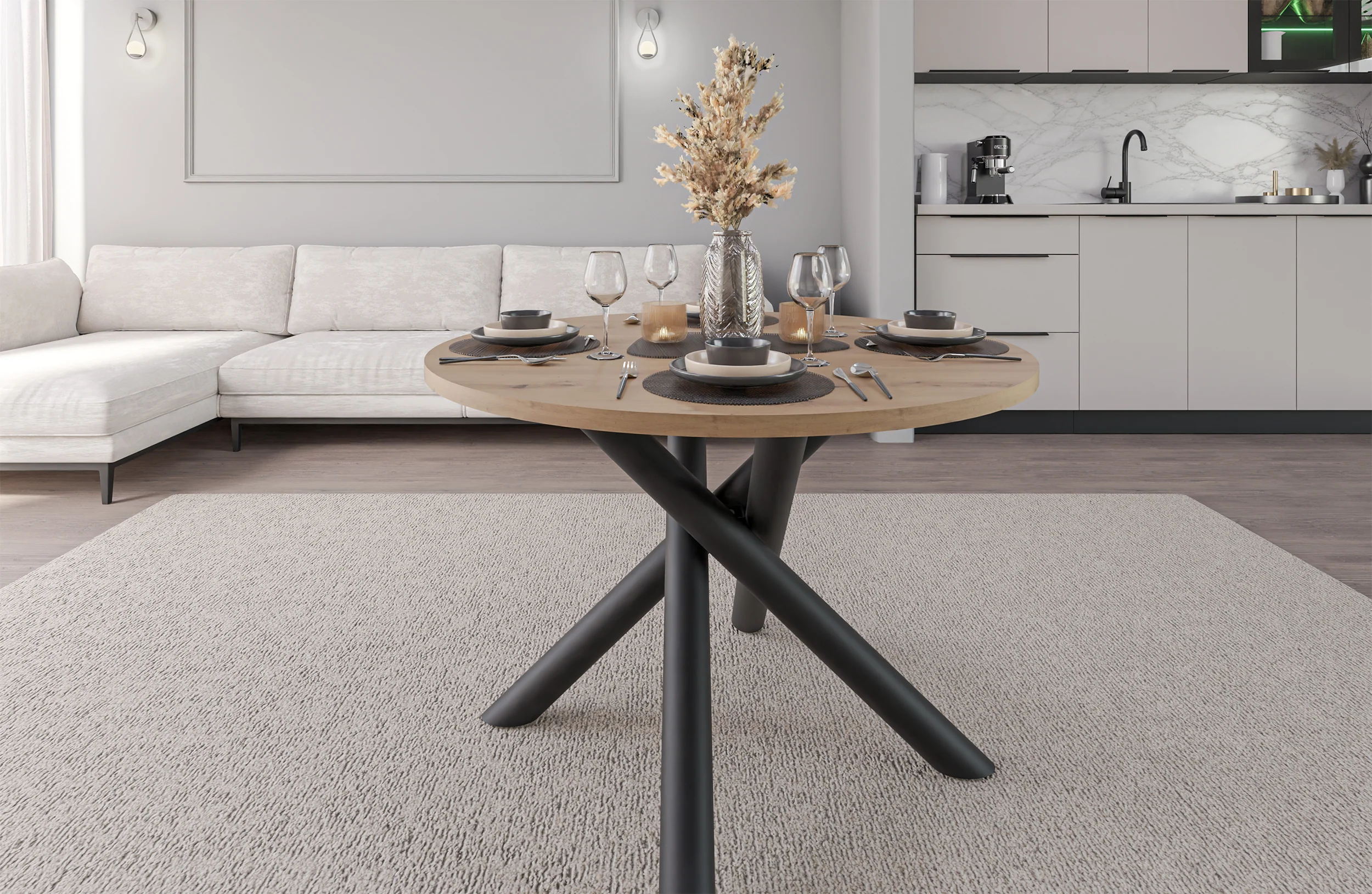 Stół okrągły Fjorn 110 cm dąb artisan - Image 6