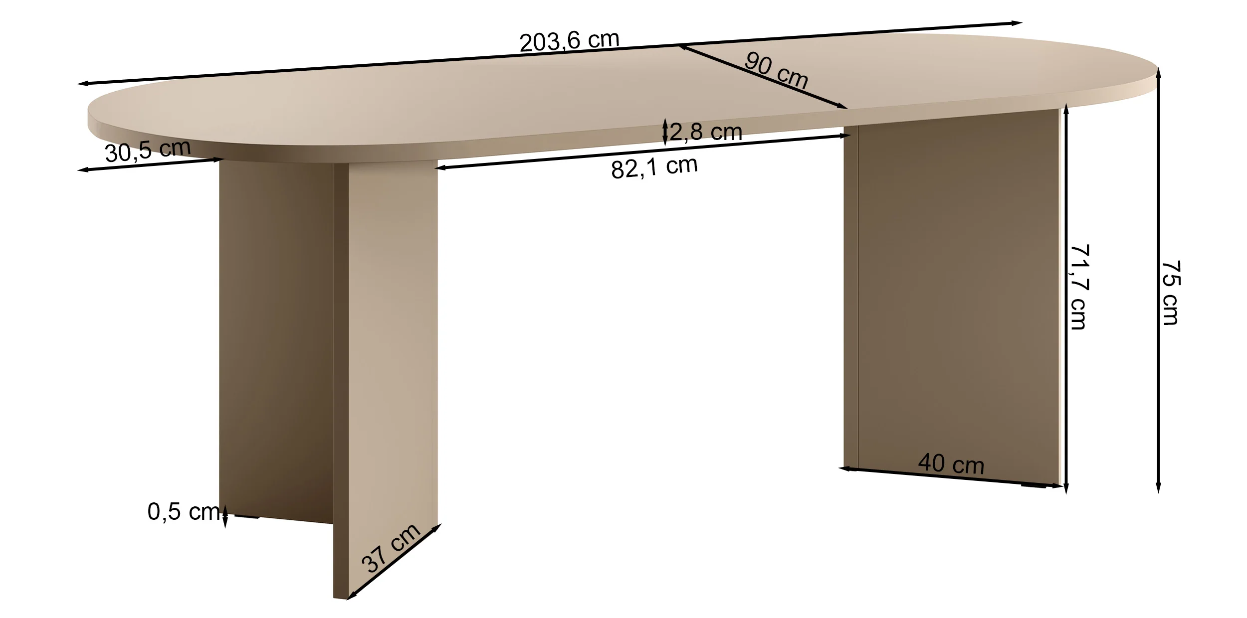 Stół do jadalni Ovo owalny 204 cm Jesion Portland Czarny - Image 13