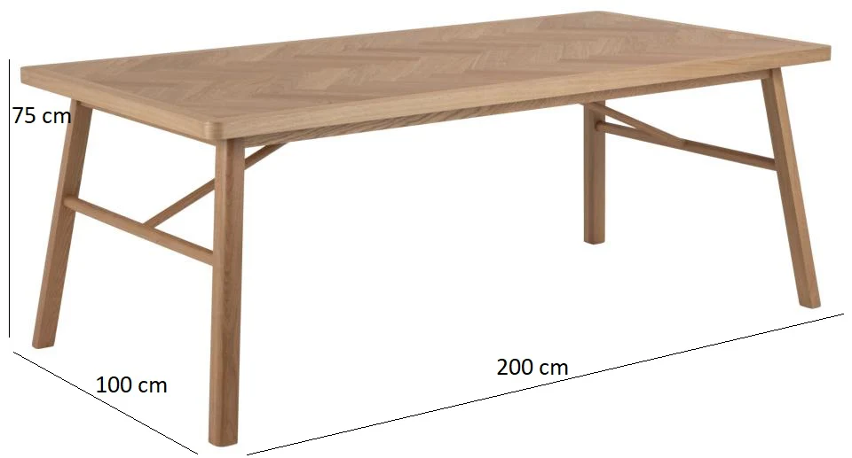 Stół prostokątny Siraca blat w jodełkę w kolorze dębu 200x100 - Image 6