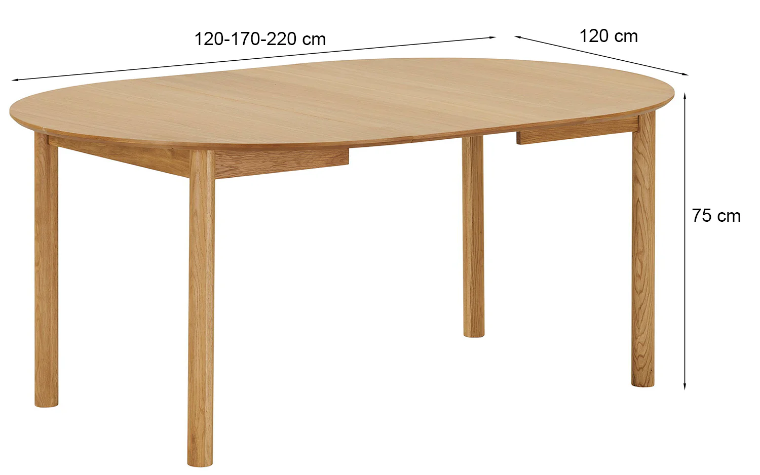 Stół rozkładany do jadalni Bundaberg 120-220x120 cm dąb naturalny fornir - Image 11