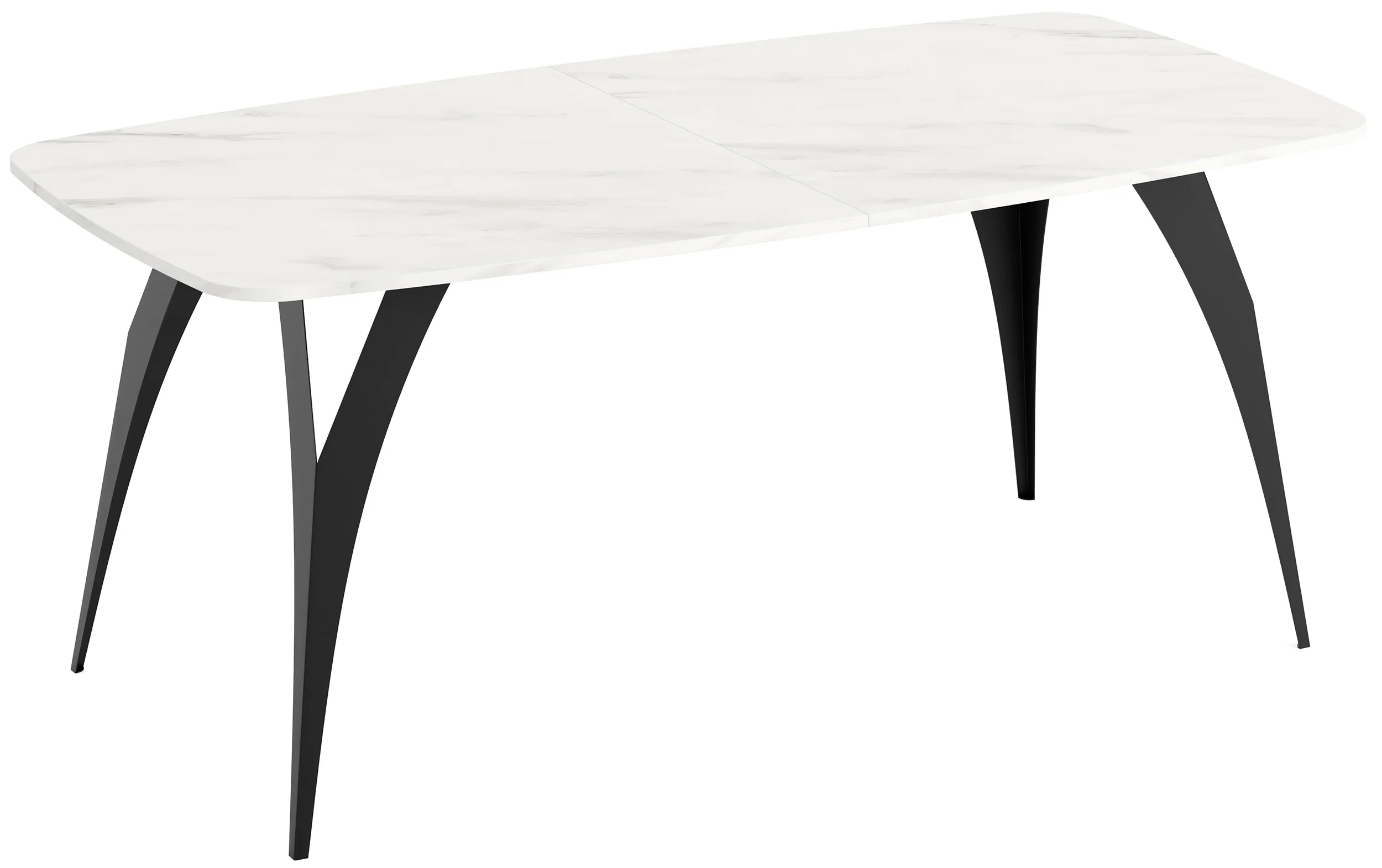 Stół rozkładany do jadalni Diffini 180-280x90 cm Marmur Bianco z czarnymi nogami