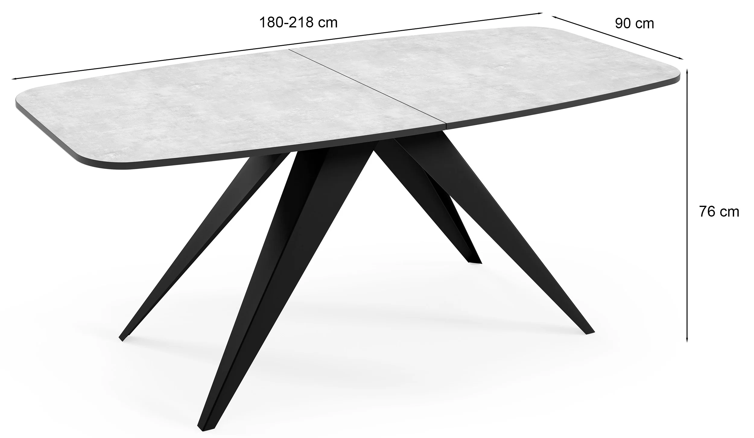 Stół rozkładany do jadalni Ferrory 180-218x90 cm Bellato Szary z czarnymi nogami - Image 5