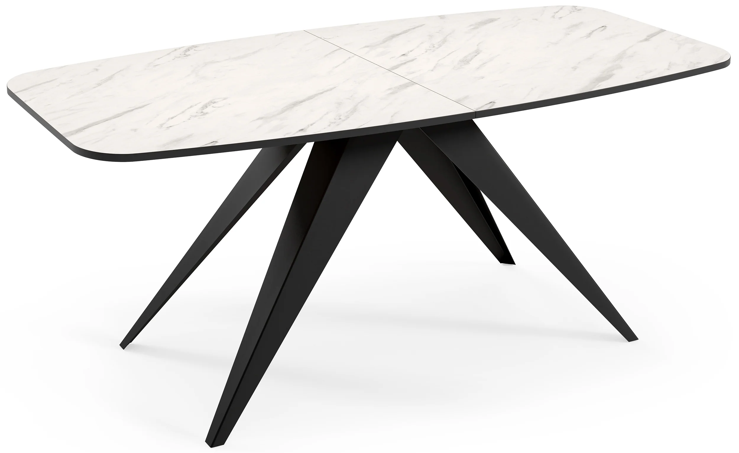 Stół rozkładany do jadalni Ferrory 180-218x90 cm Marmur Bianco z czarnymi nogami