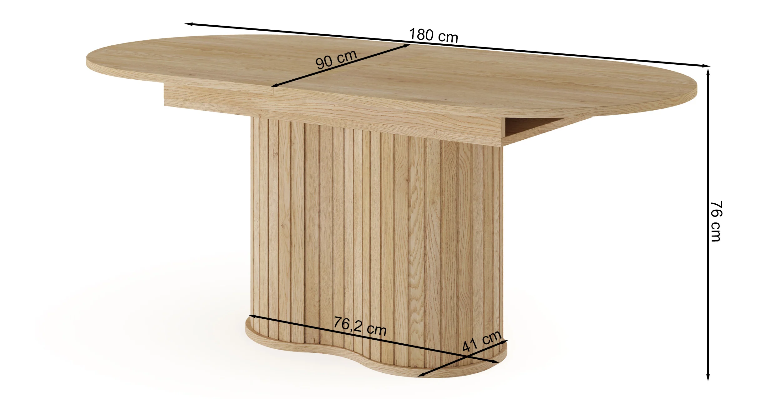 Stół rozkładany do jadalni Lovi owalny z ryflowaniem 180-220x90 cm dąb cremona - Image 11