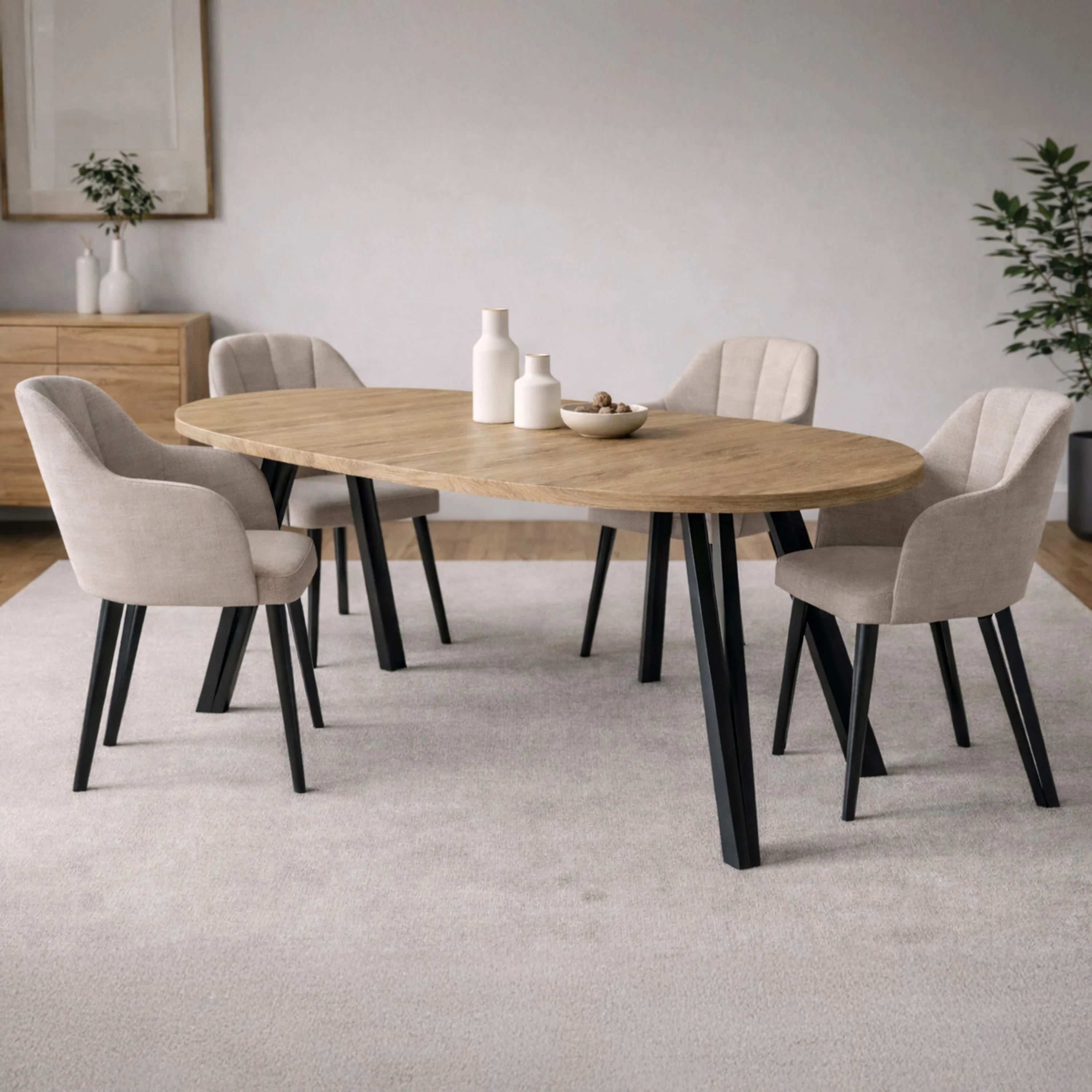Stół rozkładany do jadalni Nuuvel 100-180x100 cm dąb cremona z czarnymi nogami hairpin - Image 2