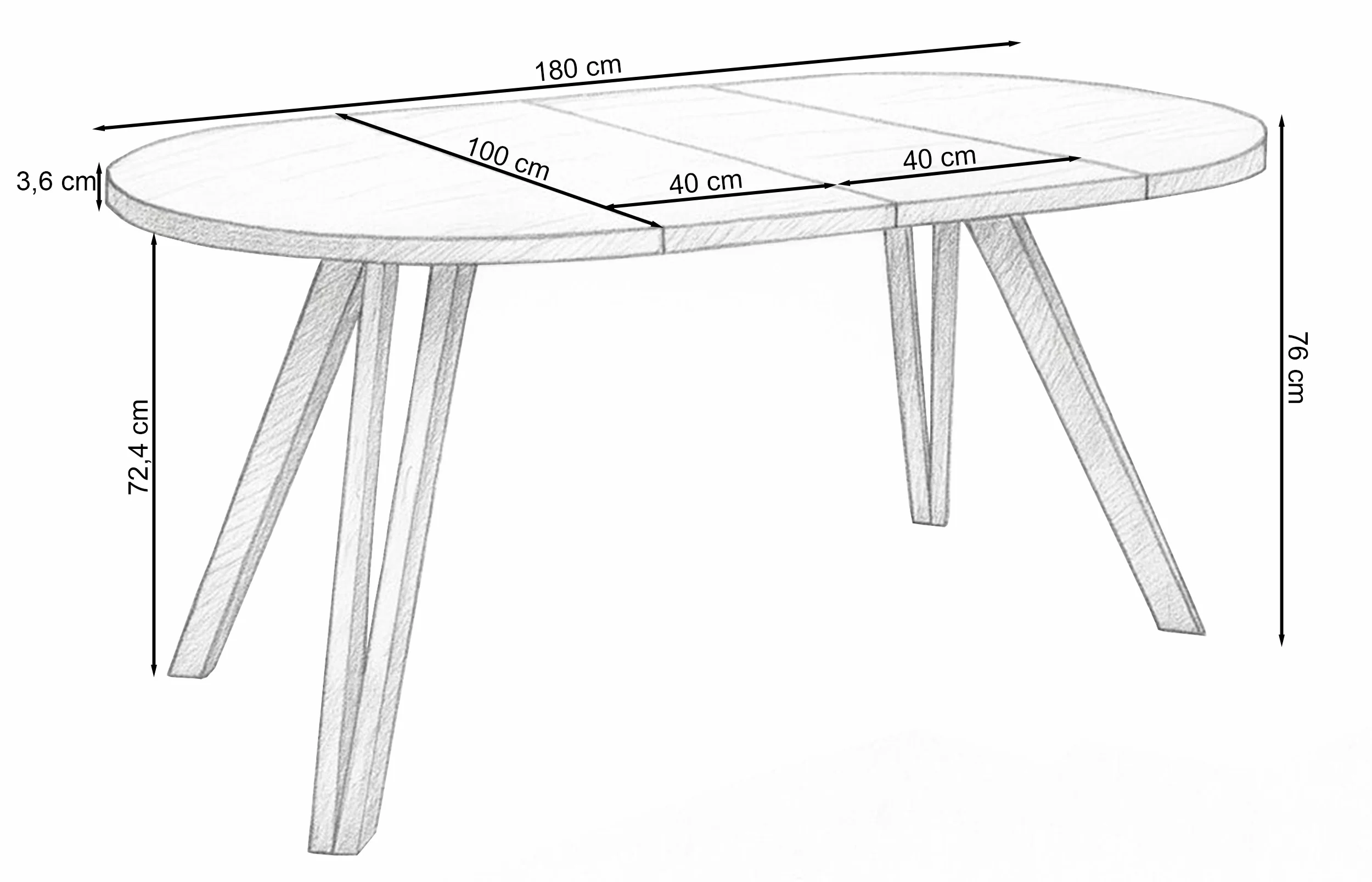 Stół rozkładany do jadalni Nuuvel 100-180x100 cm dąb cremona z czarnymi nogami hairpin - Image 6