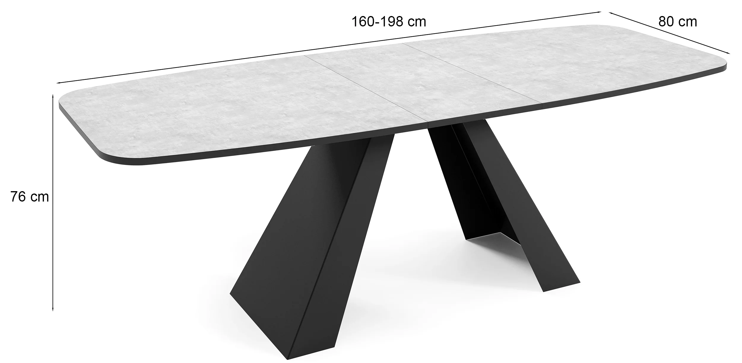 Stół rozkładany do jadalni Ossord 160-198x80 cm Marmur Bianco z czarnymi nogami - Image 3