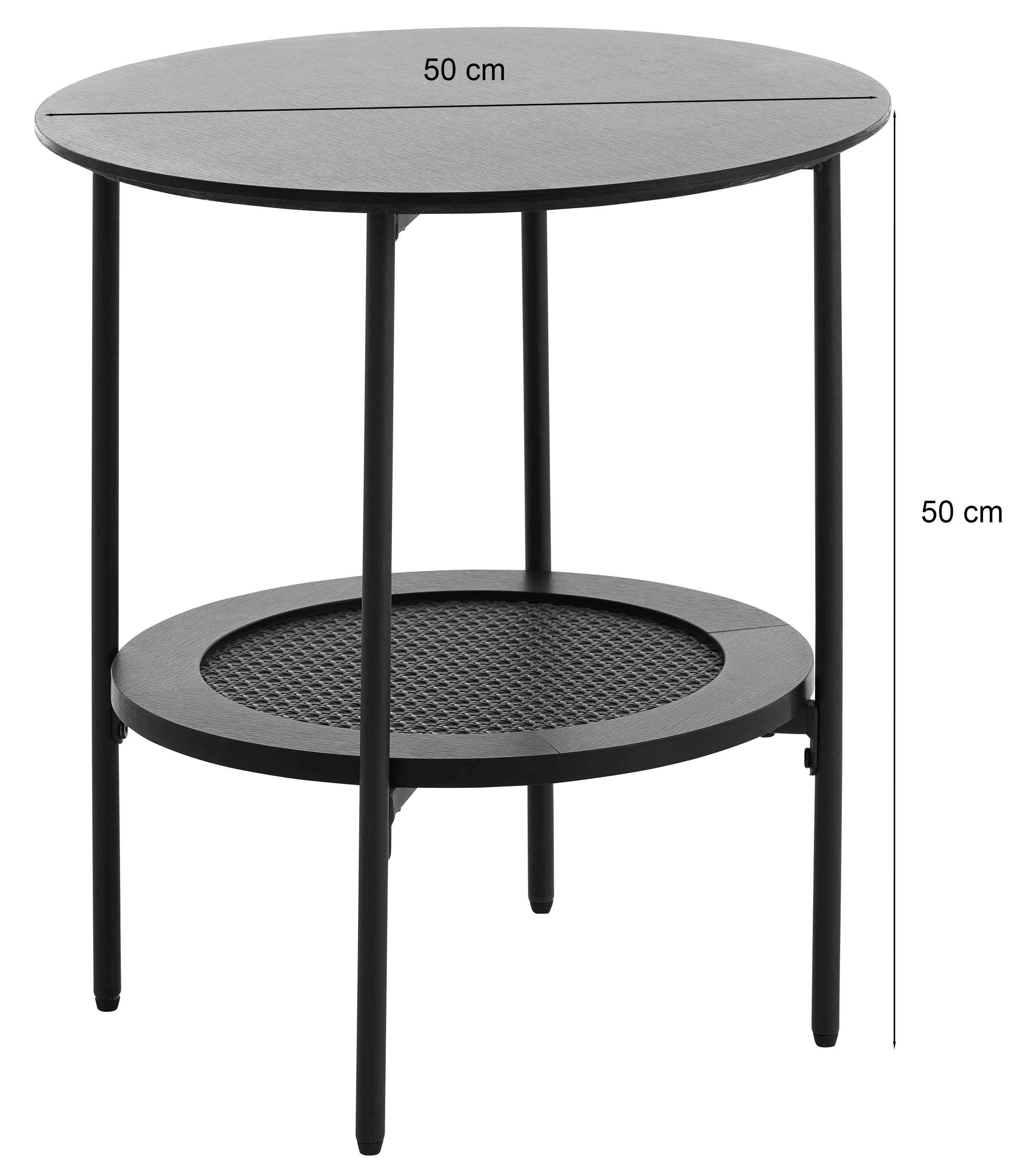 Stolik boczny Mogest okrągły 50 cm dąb naturalny z półką - Image 6