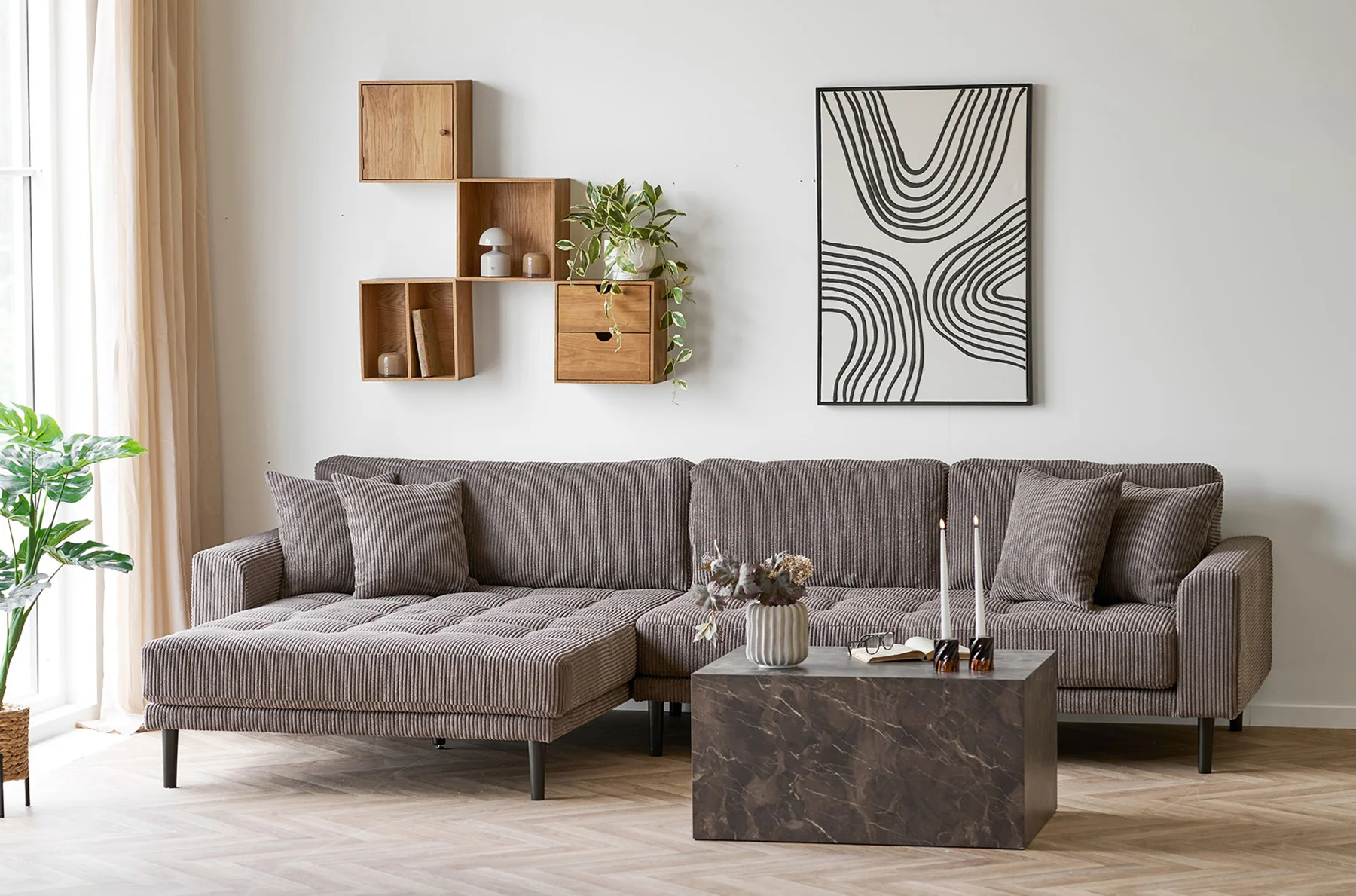 Stolik kawowy Asserves 60x80 cm brązowy marmur - Image 3
