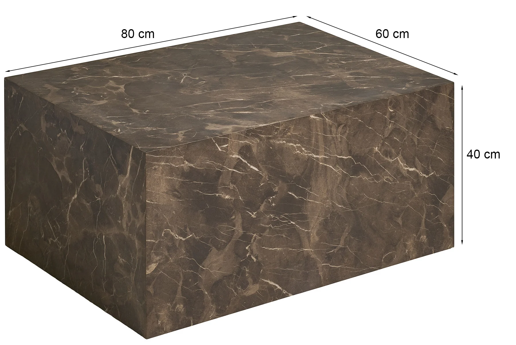 Stolik kawowy Asserves 60x80 cm brązowy marmur - Image 5