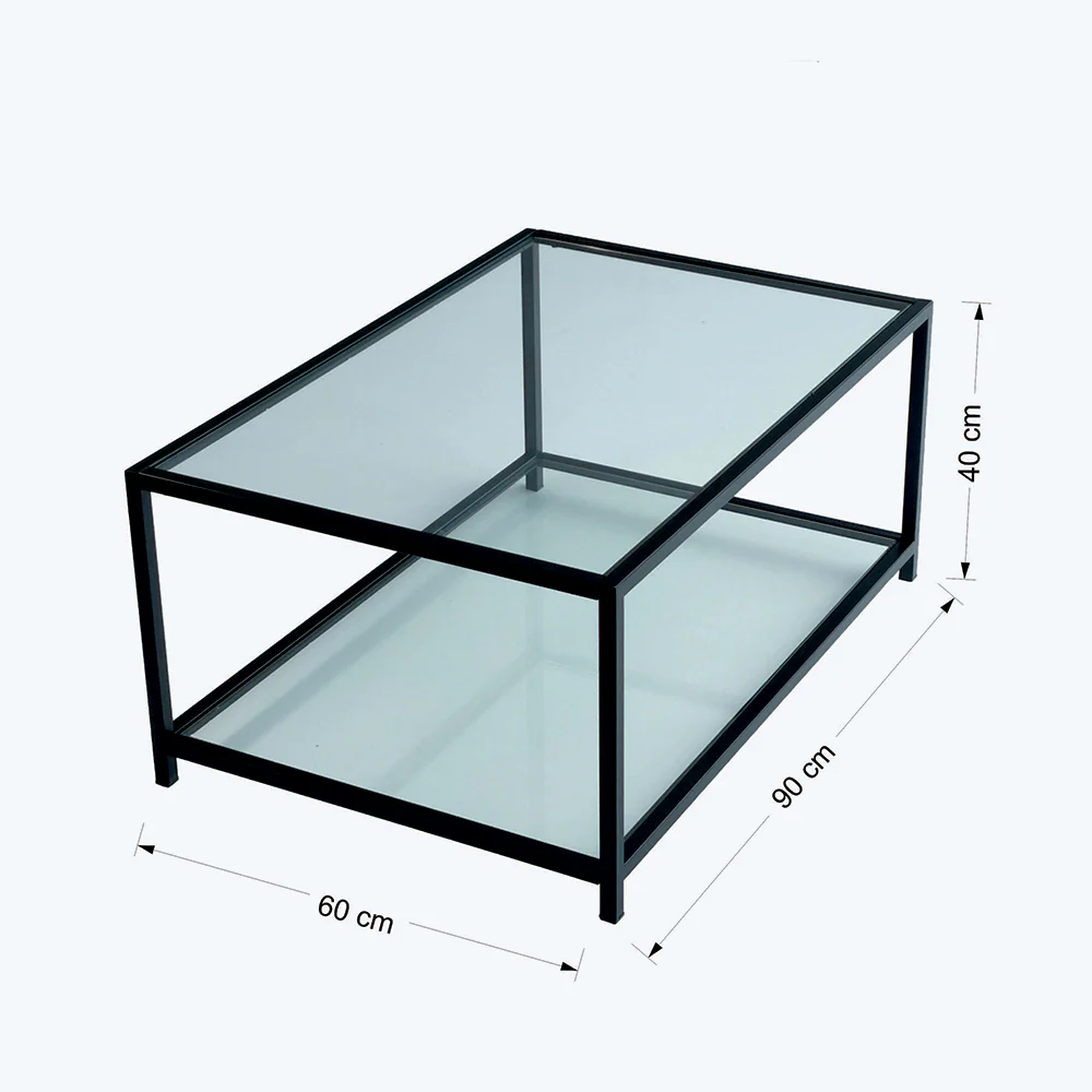 Stolik kawowy Asster szklany z półką 60x90 cm czarny - Image 10