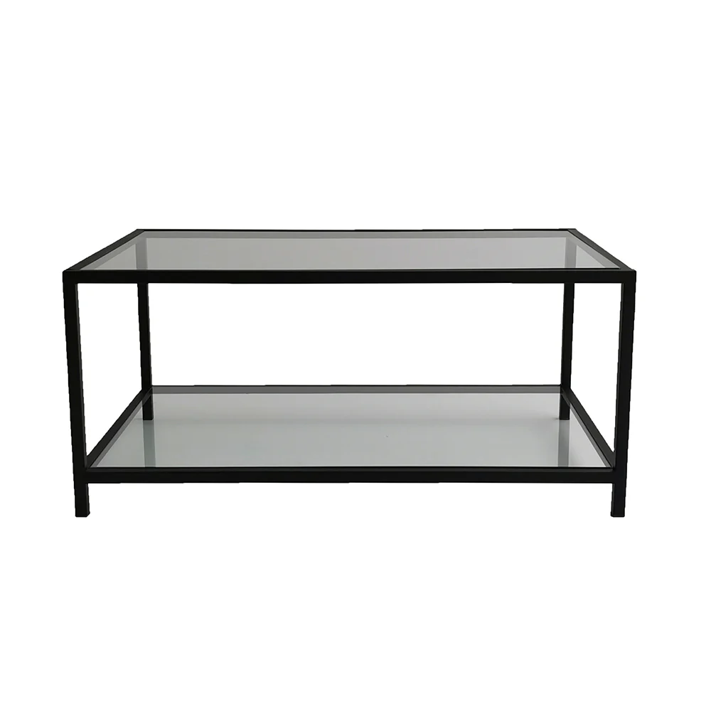 Stolik kawowy Asster szklany z półką 60x90 cm czarny - Image 7