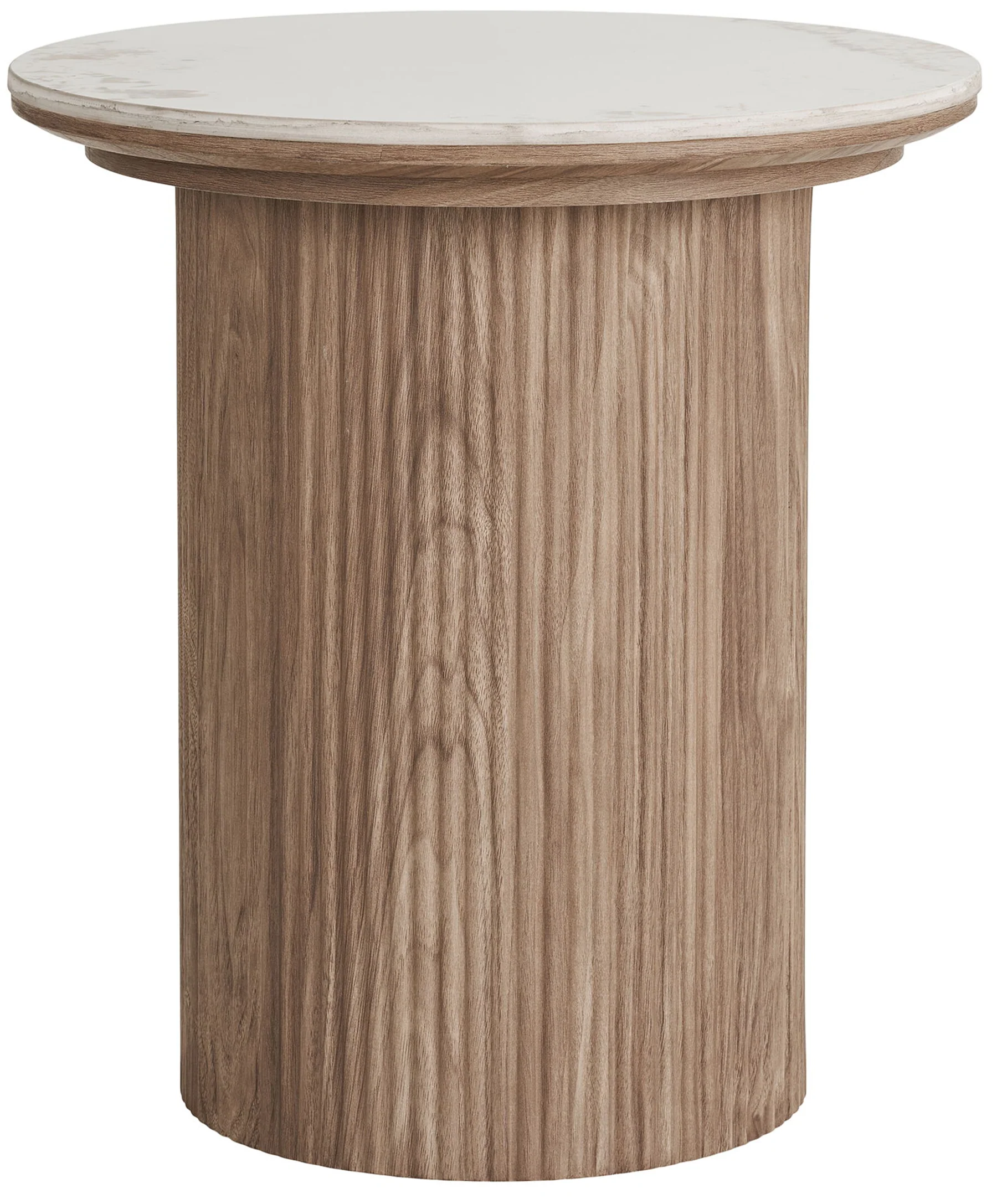 Stolik kawowy Athens okrągły 45 cm z okrągłą podstawą lamele jasny orzech ceramiczny blat - Image 4