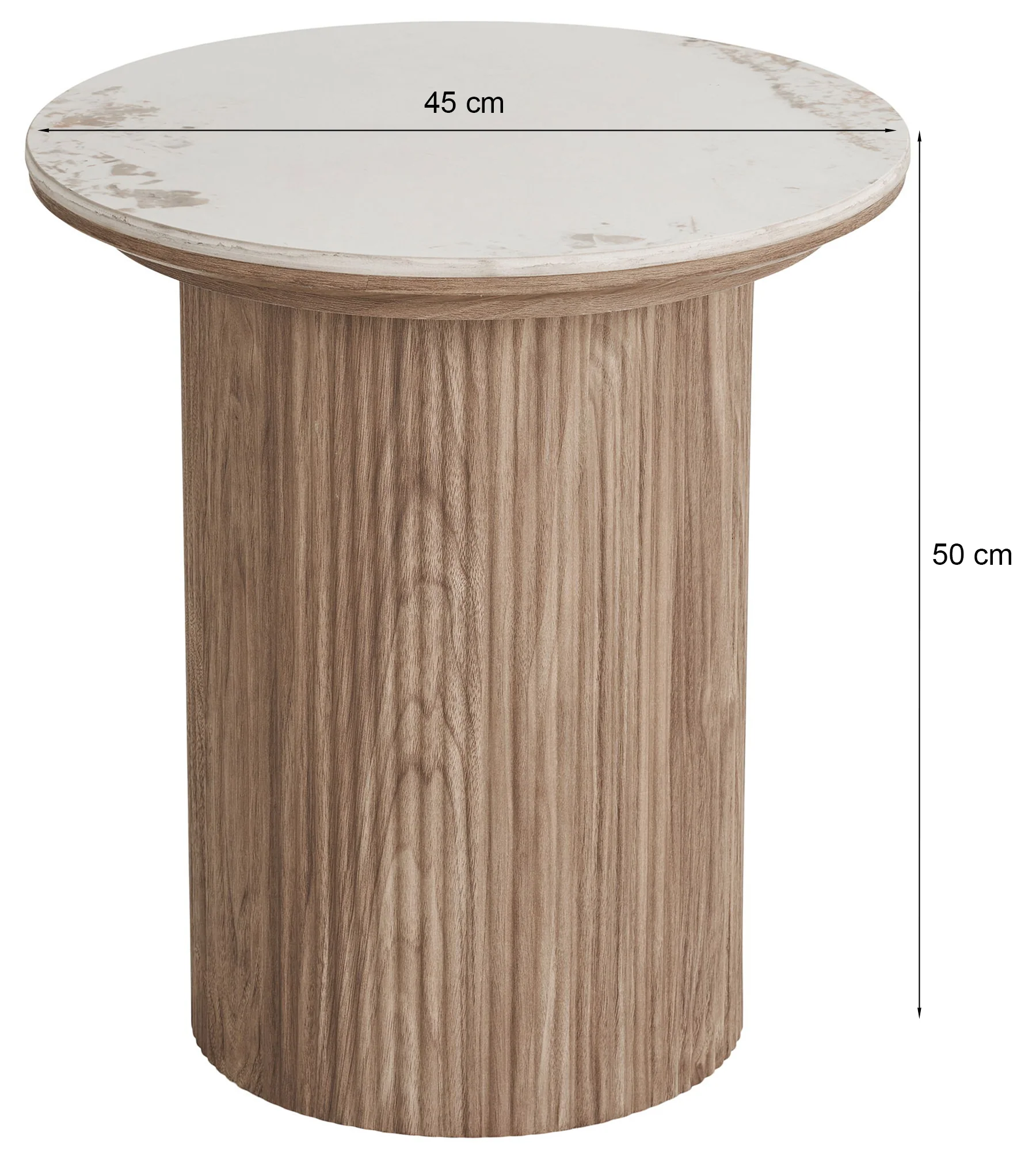 Stolik kawowy Athens okrągły 45 cm z okrągłą podstawą lamele jasny orzech ceramiczny blat - Image 7