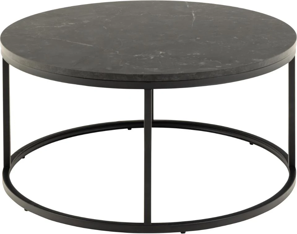 Stolik kawowy Birgita okrągły czarny marmur na metalowej ramie 80 cm - Image 2