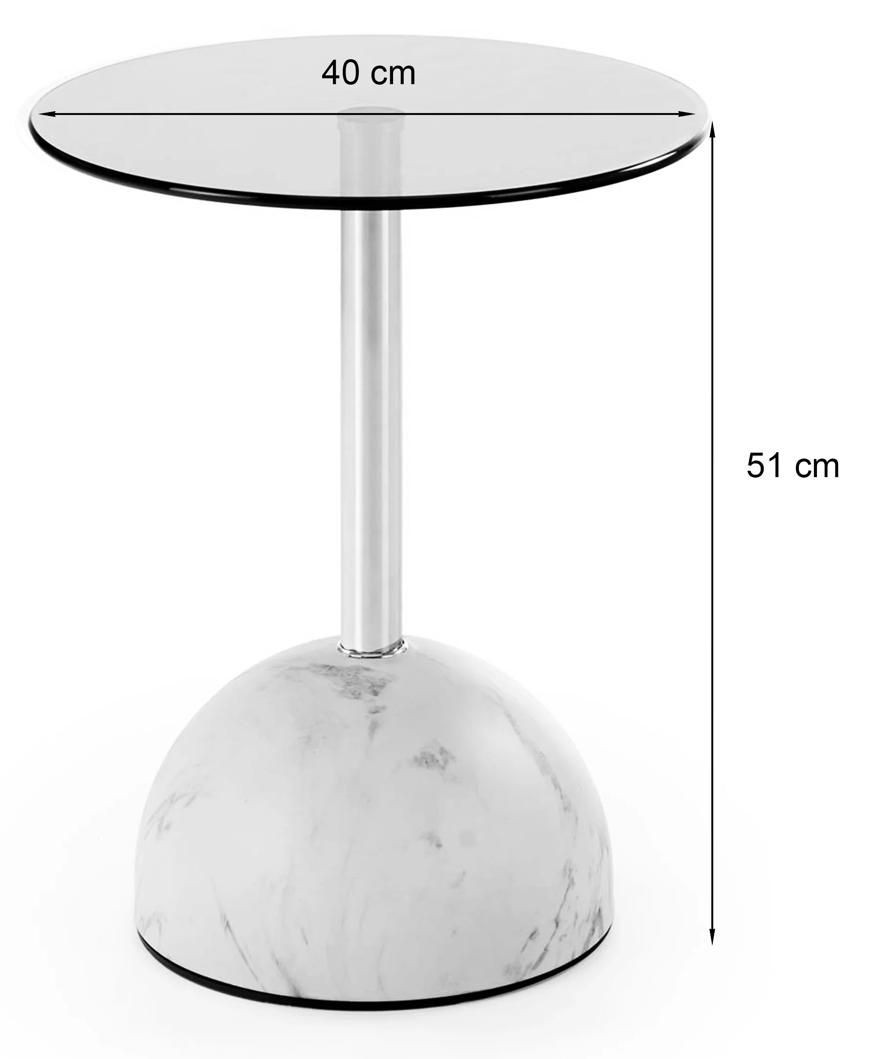 Stolik kawowy Calvane okrągły 40 cm transparentny/szary marmur - Image 5