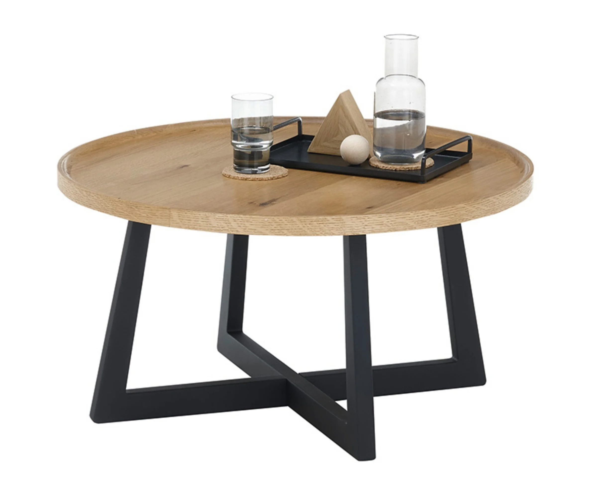 Stolik kawowy Casoria okrągły blat 80 cm dąb/ czarny - Image 4