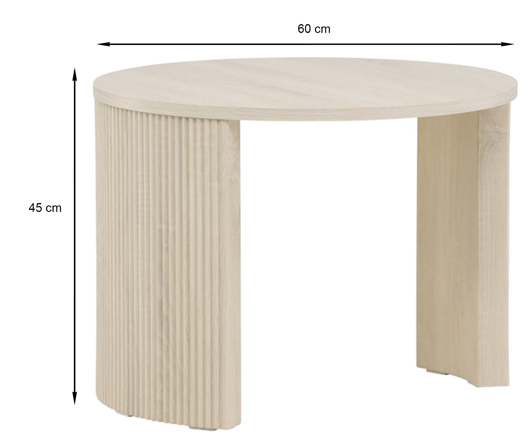 Stolik kawowy Comitty okrągły 60 cm dąb bielony z ryflowaną podstawą - Image 5