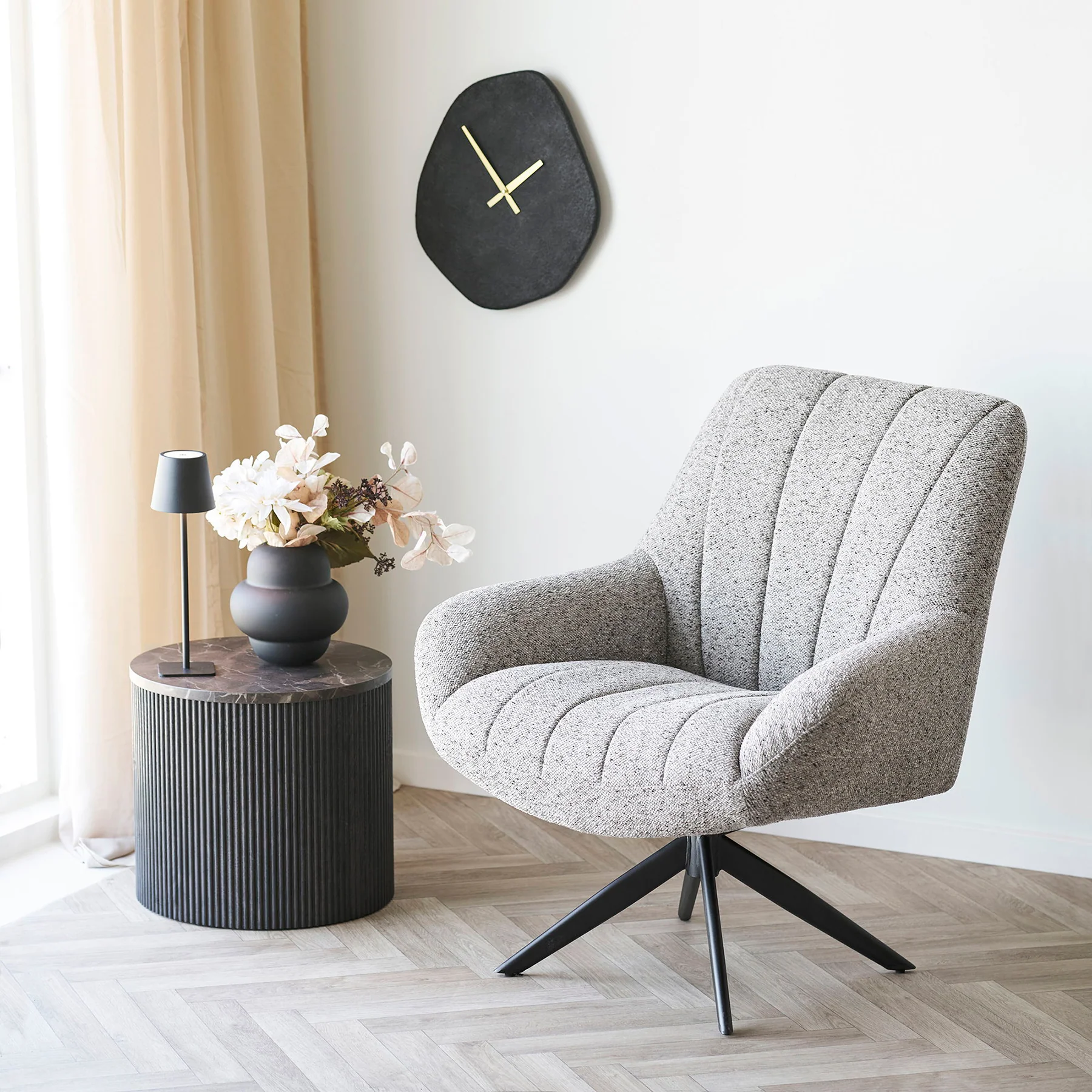 Stolik kawowy Cotven okrągły 45 cm brązowy marmur - Image 2