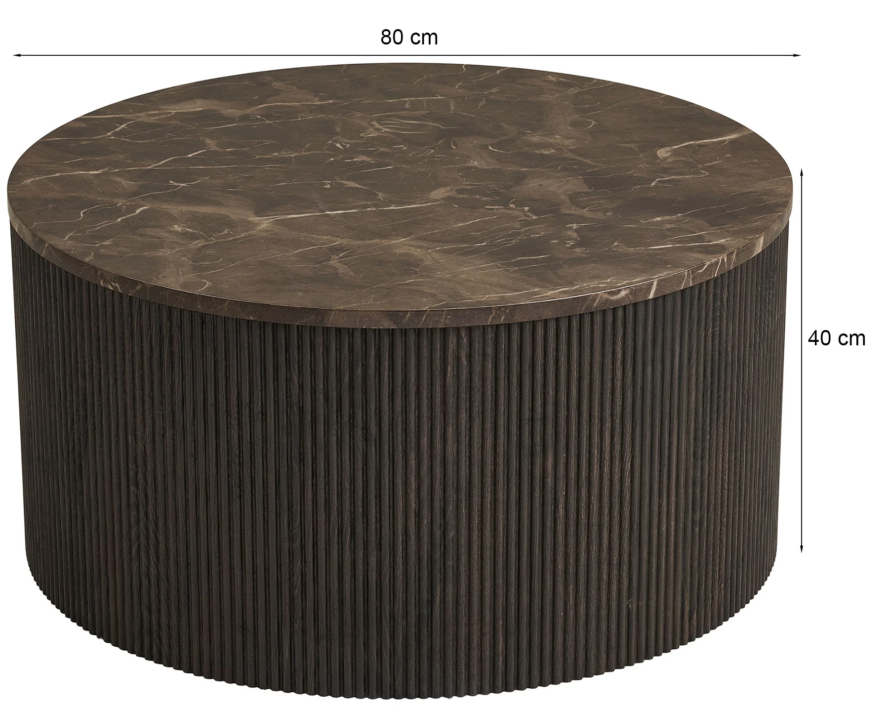 Stolik kawowy Cotven okrągły 80 cm brązowy marmur - Image 6