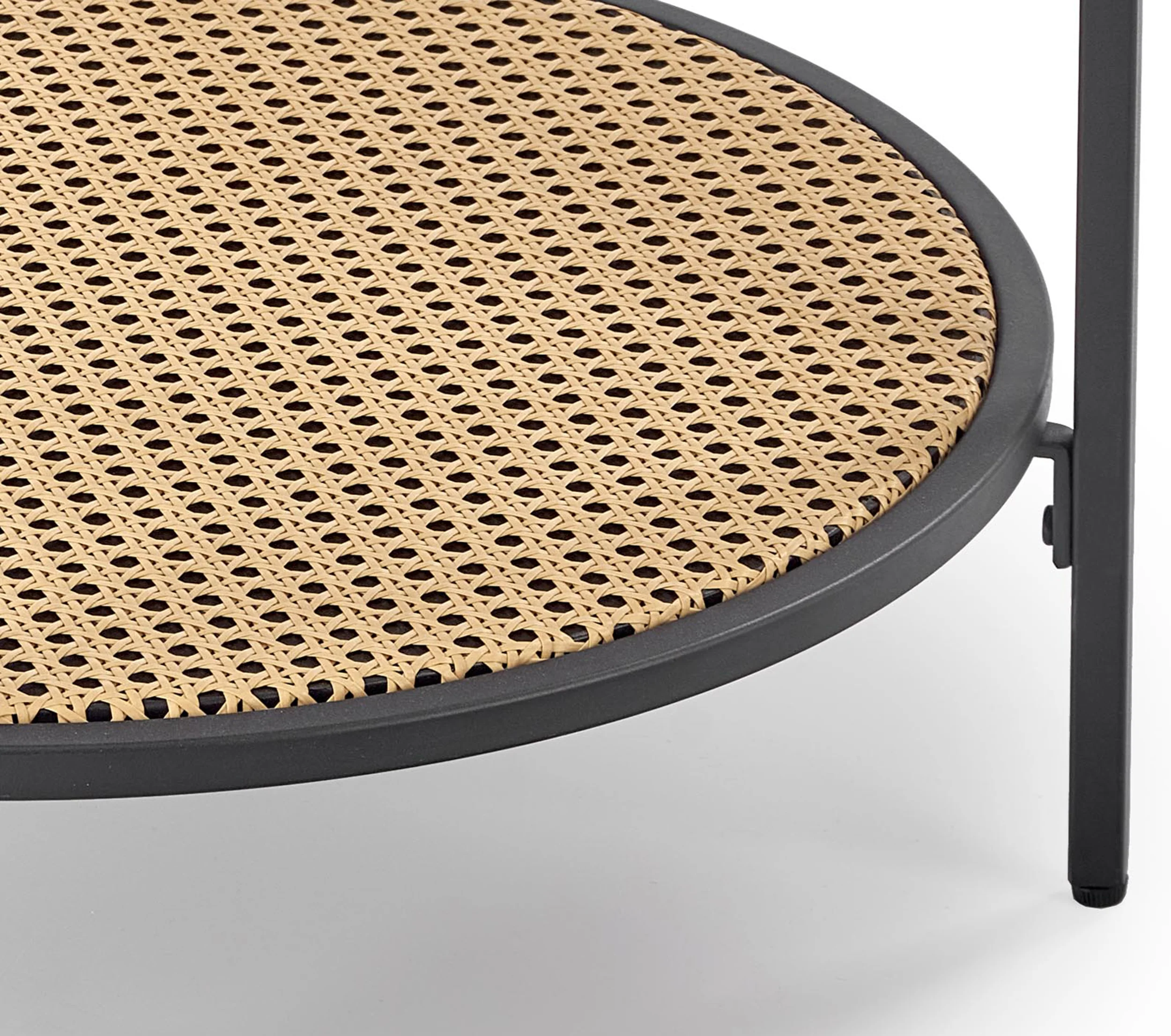 Stolik kawowy Dakota okrągły blat 60 cm rattanowa półka - Image 3