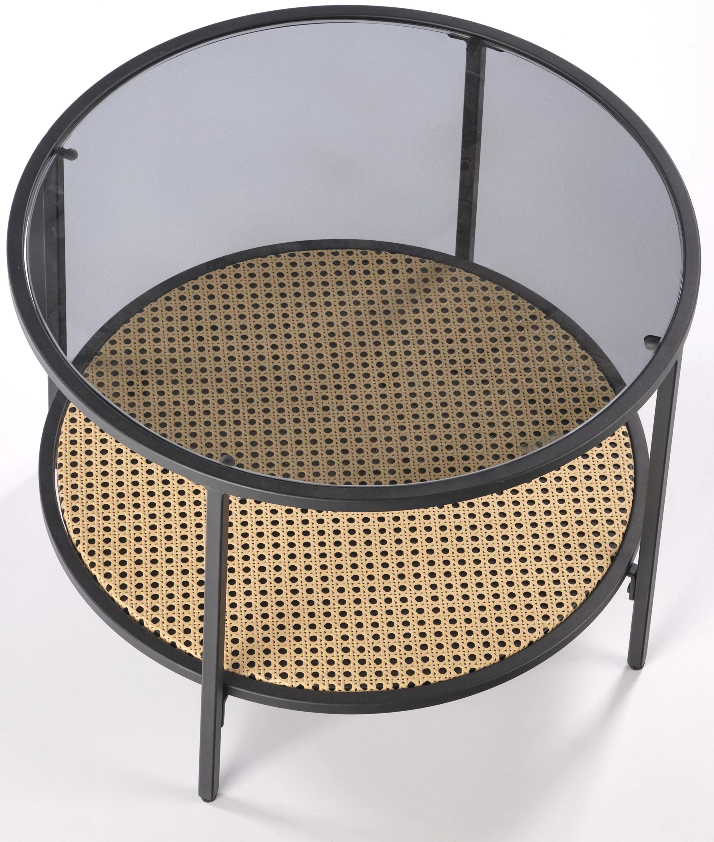 Stolik kawowy Dakota okrągły blat 60 cm rattanowa półka - Image 4