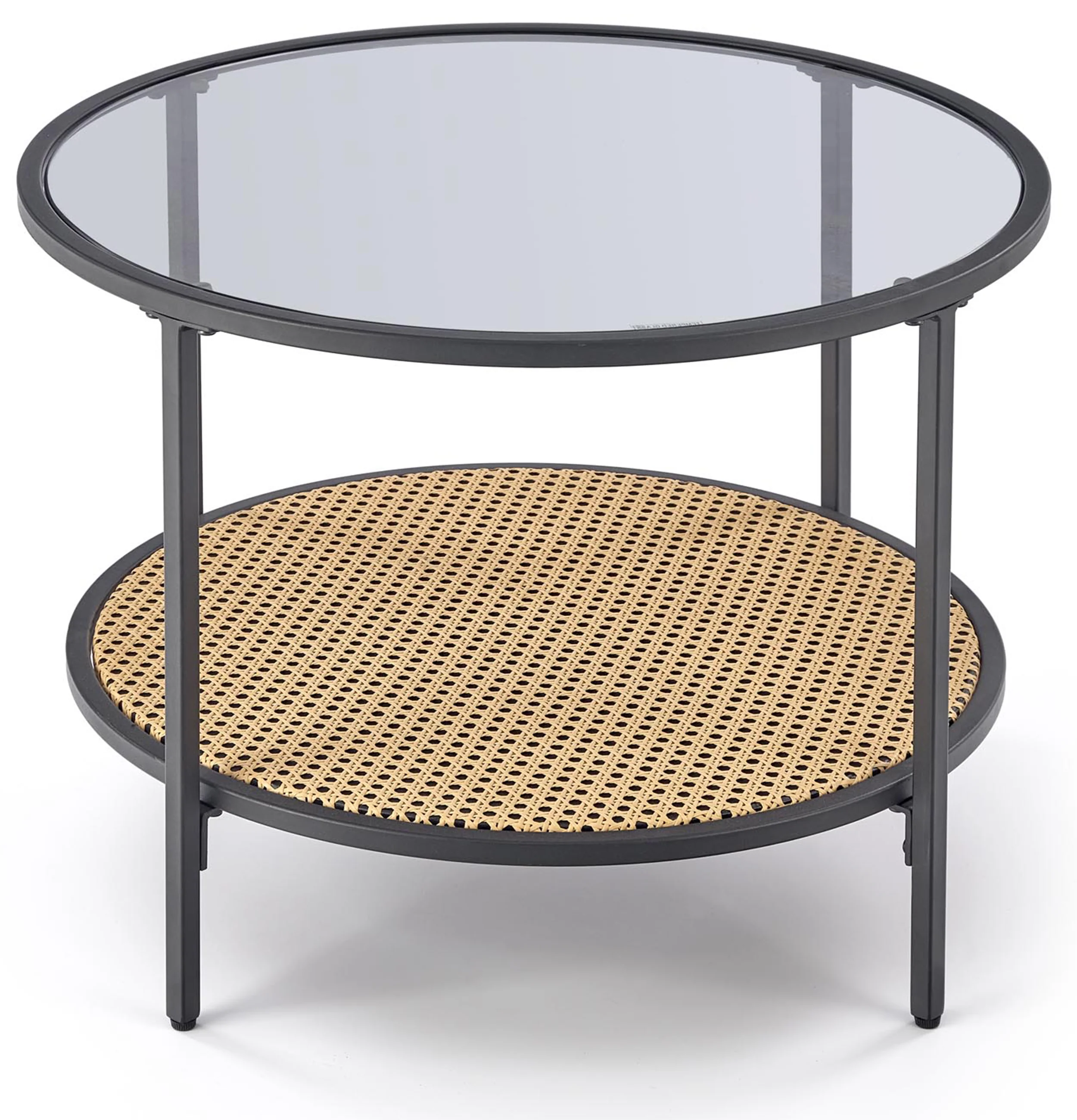 Stolik kawowy Dakota okrągły blat 60 cm rattanowa półka - Image 5