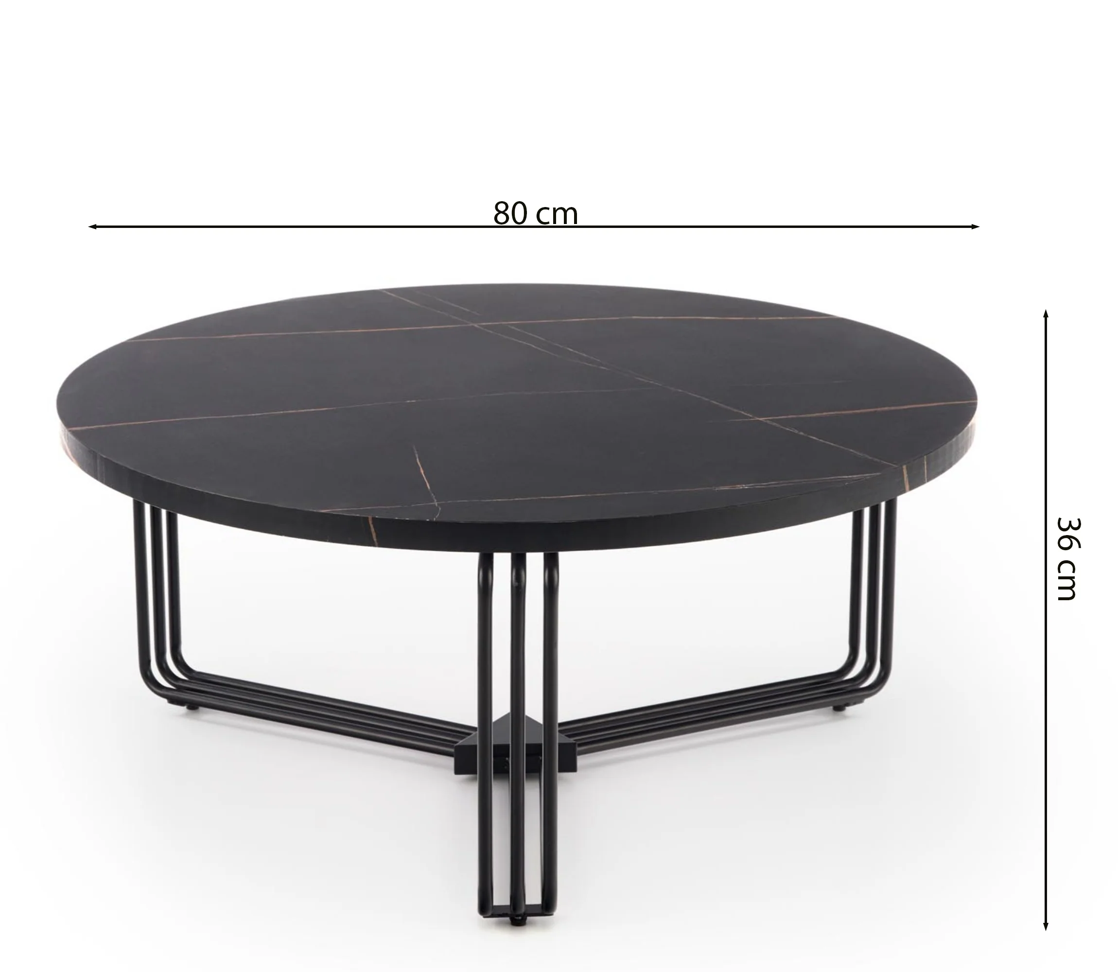 Stolik kawowy Densure okrągły średnica 80 cm czarny marmur - Image 7