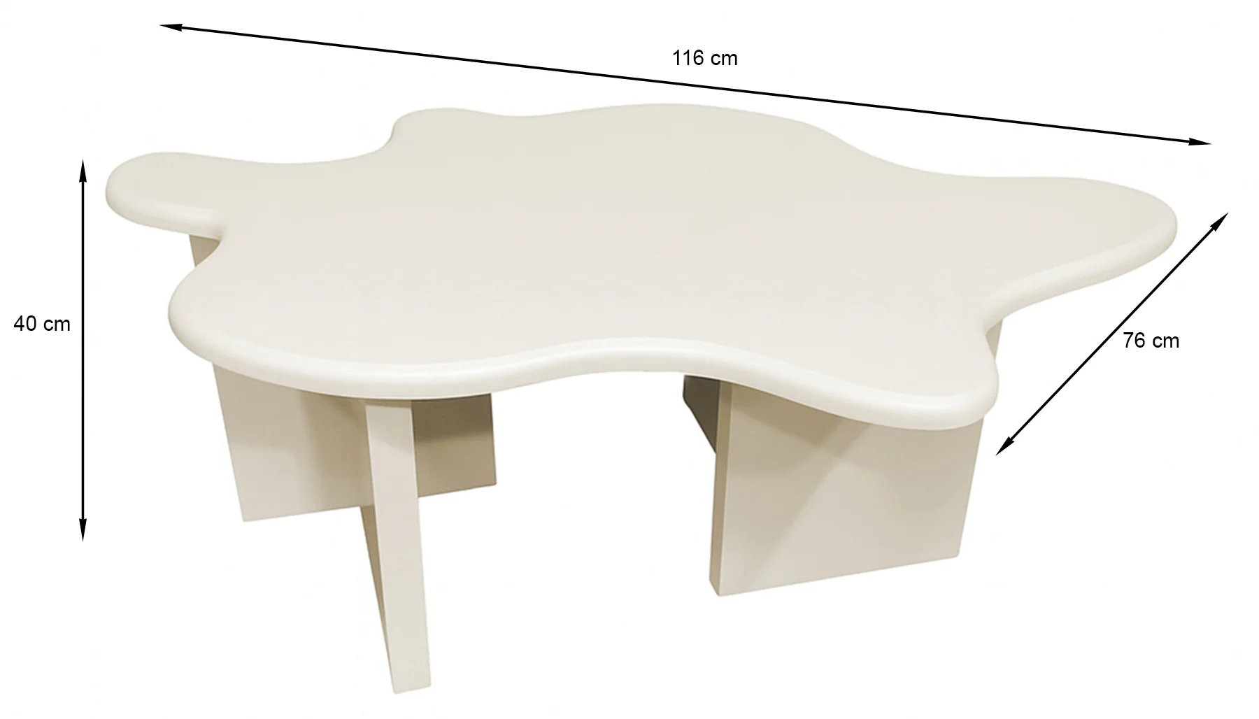 Stolik kawowy Ellune 116x76 cm beżowy z blatem o nieregularnym kształcie - Image 6